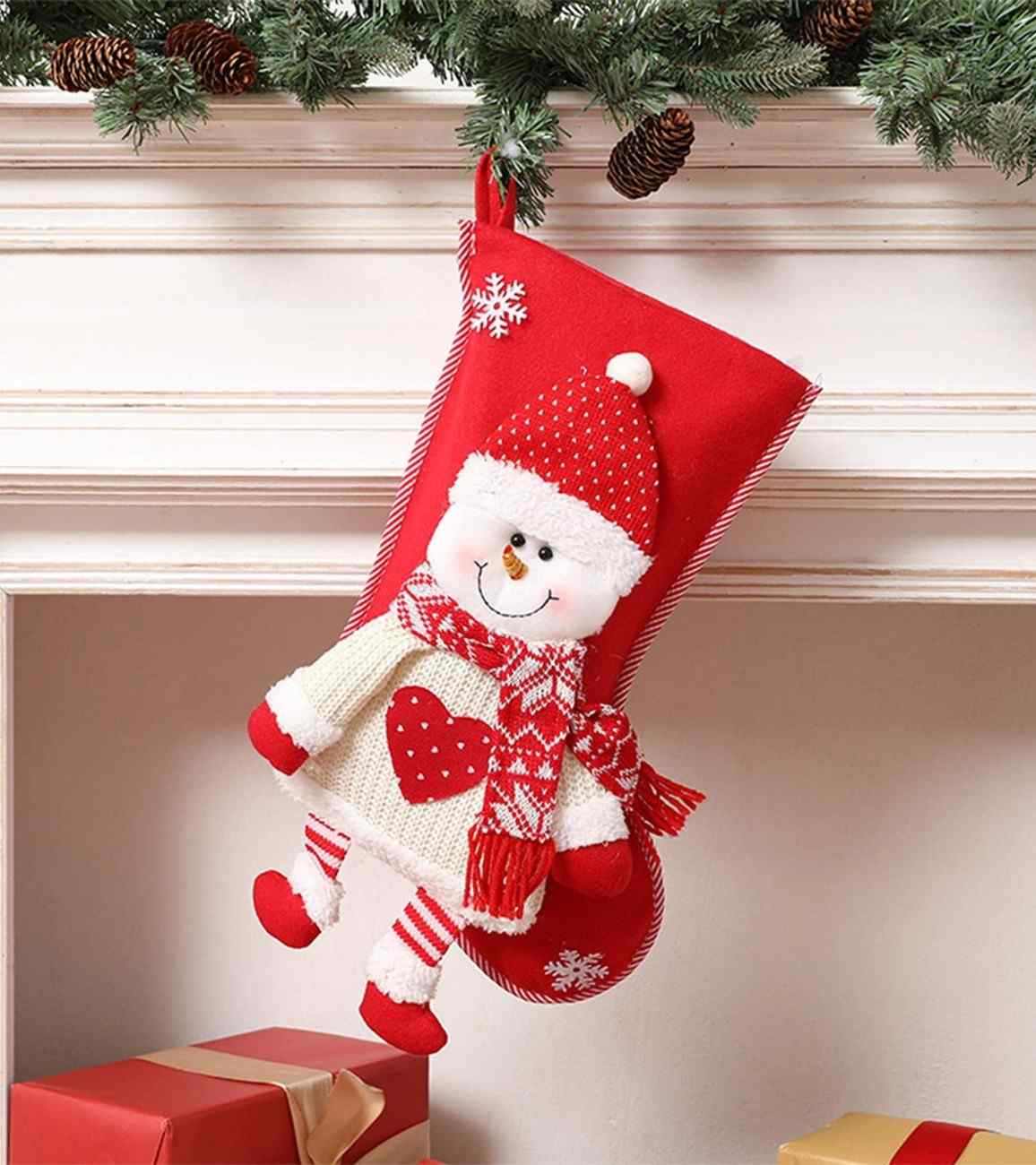 Premsons® Snowman Christmas Stocking – Cute Hanging Holiday Decor - Pack of 1