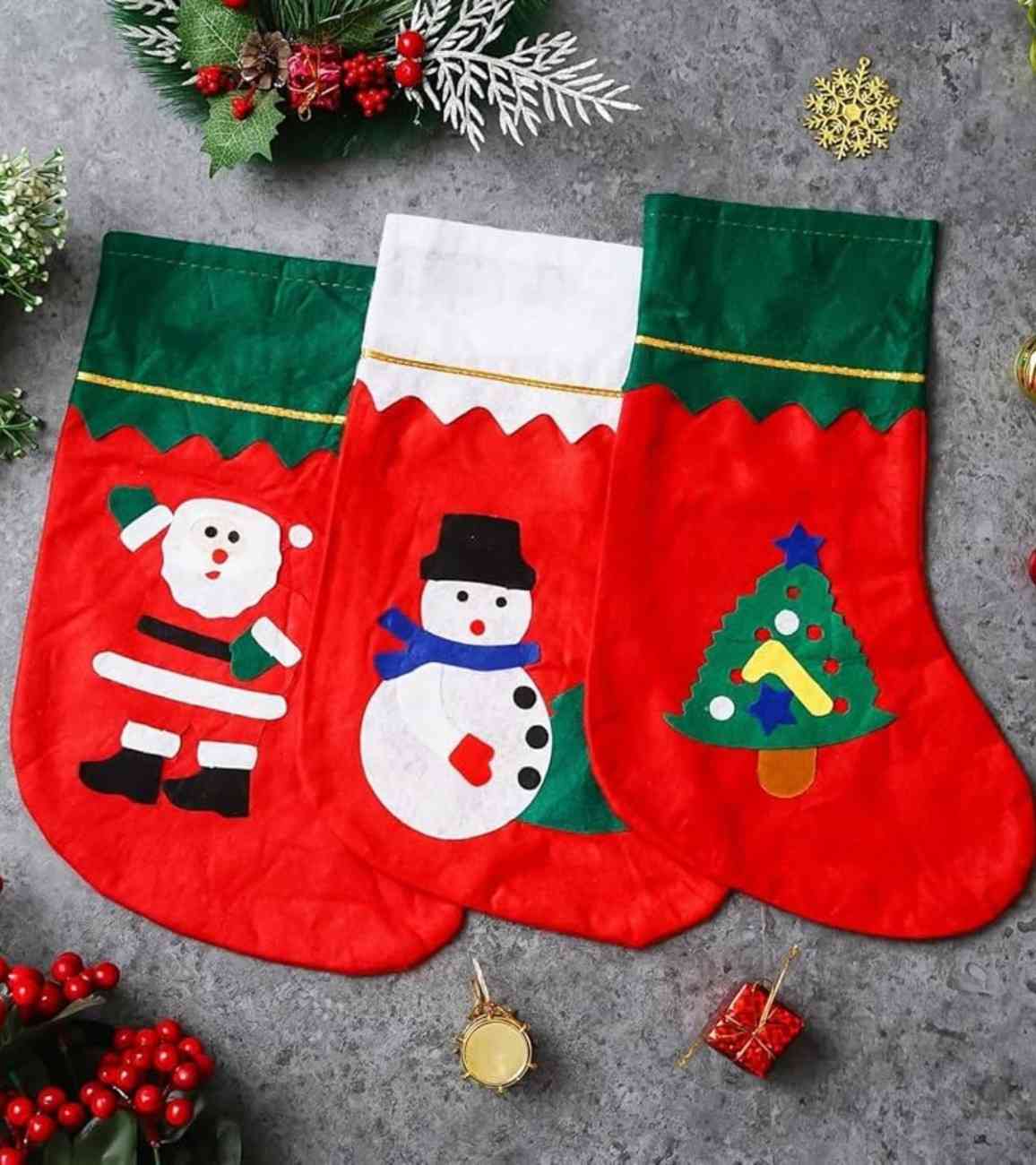 Premsons® Felt Santa Christmas Stocking – Soft Hanging Holiday Decor - Pack of 1