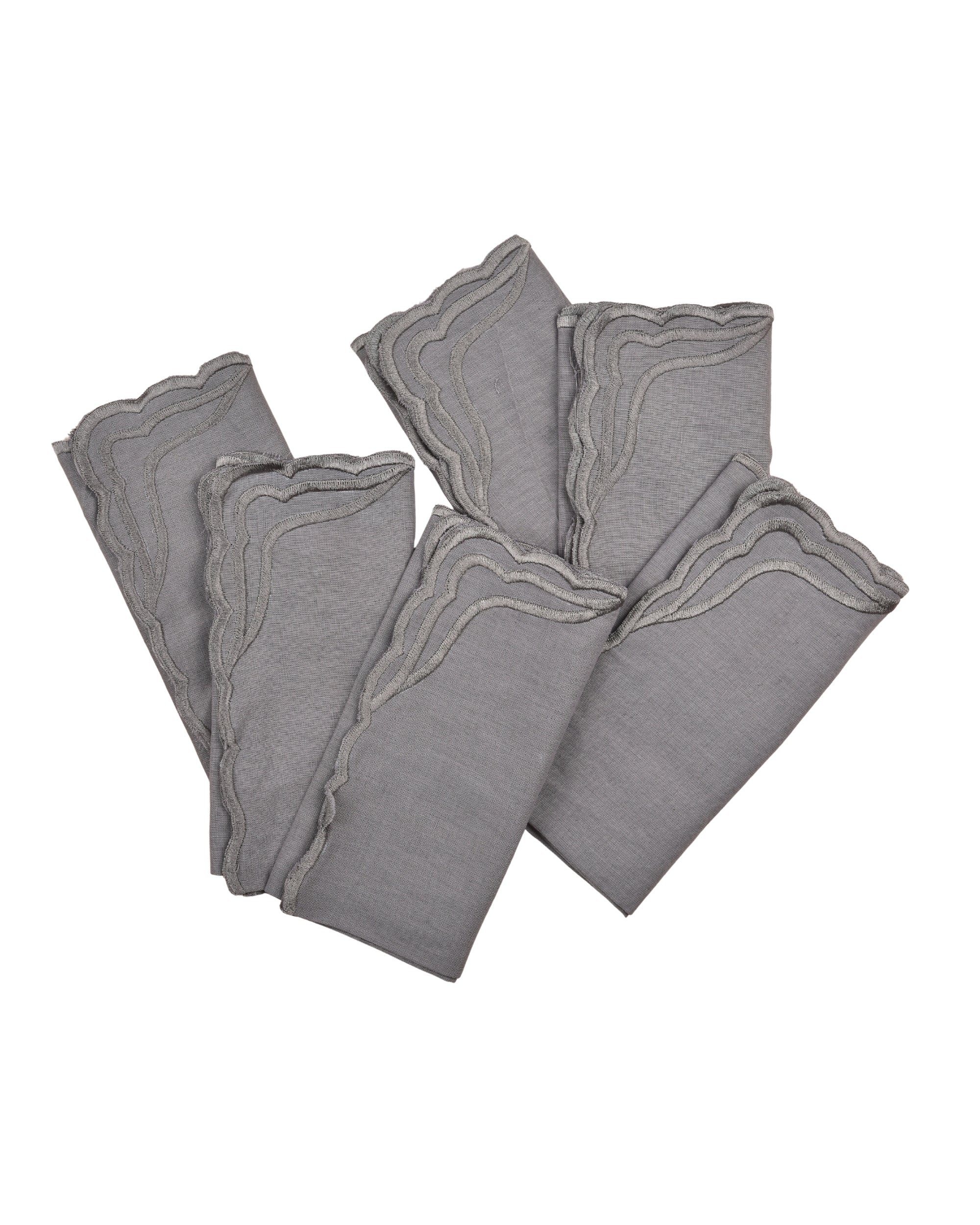 Premsons® Elegant Linen-Cotton Table Napkins – 16x16 Inch  | Reusable & Machine Washable | Ideal for Dining, Parties, Weddings, Restaurants & Hotels - Grey (Pack of 6)