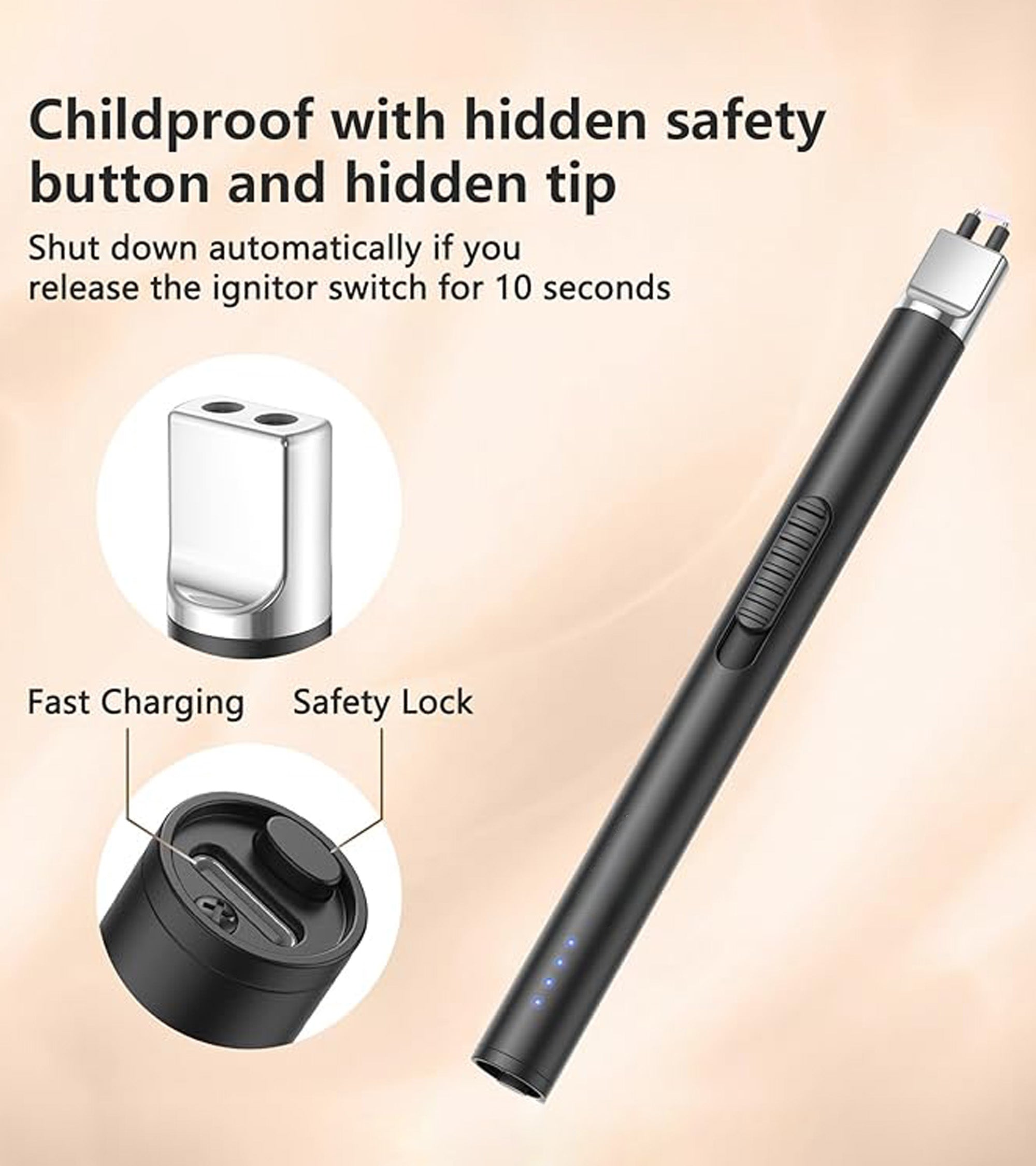 Premsons® Flameless USB Electric Lighter with Safety Lock – Rechargeable Arc Lighter for Candles, BBQ, Camping, Gas Stove & Birthday Use