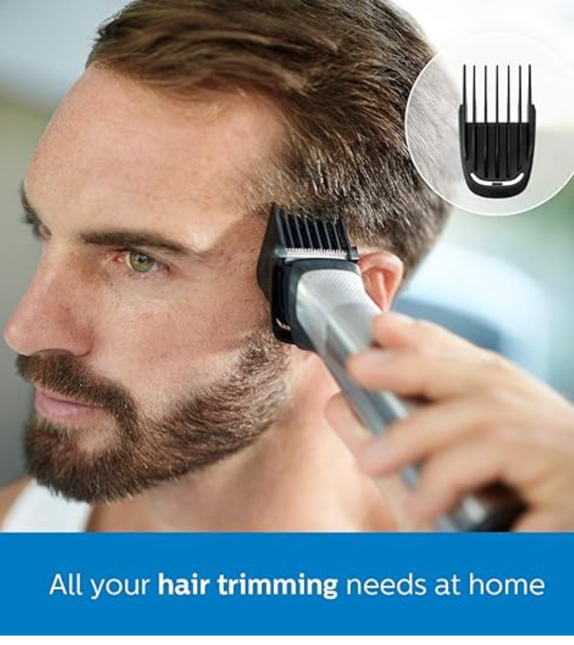 PHILIPS MG7715/15 Multigroom 7000 Series 13-in-1 Trimmer for Men | Face, Hair & Body Grooming Kit | 120 Min Runtime | Self-Sharpening Blades | Grey | Free Size