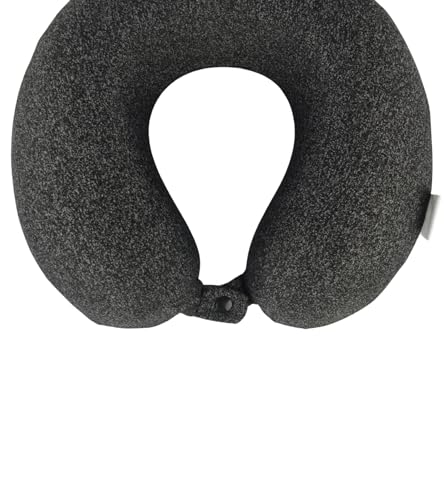 Cushy® Travel Neck Pillow with 360-Degree Head Support - Memory Foam Luxury Soft Pillow for Sleeping Rest - Home Travel Airplane Car - Plain,Black & White