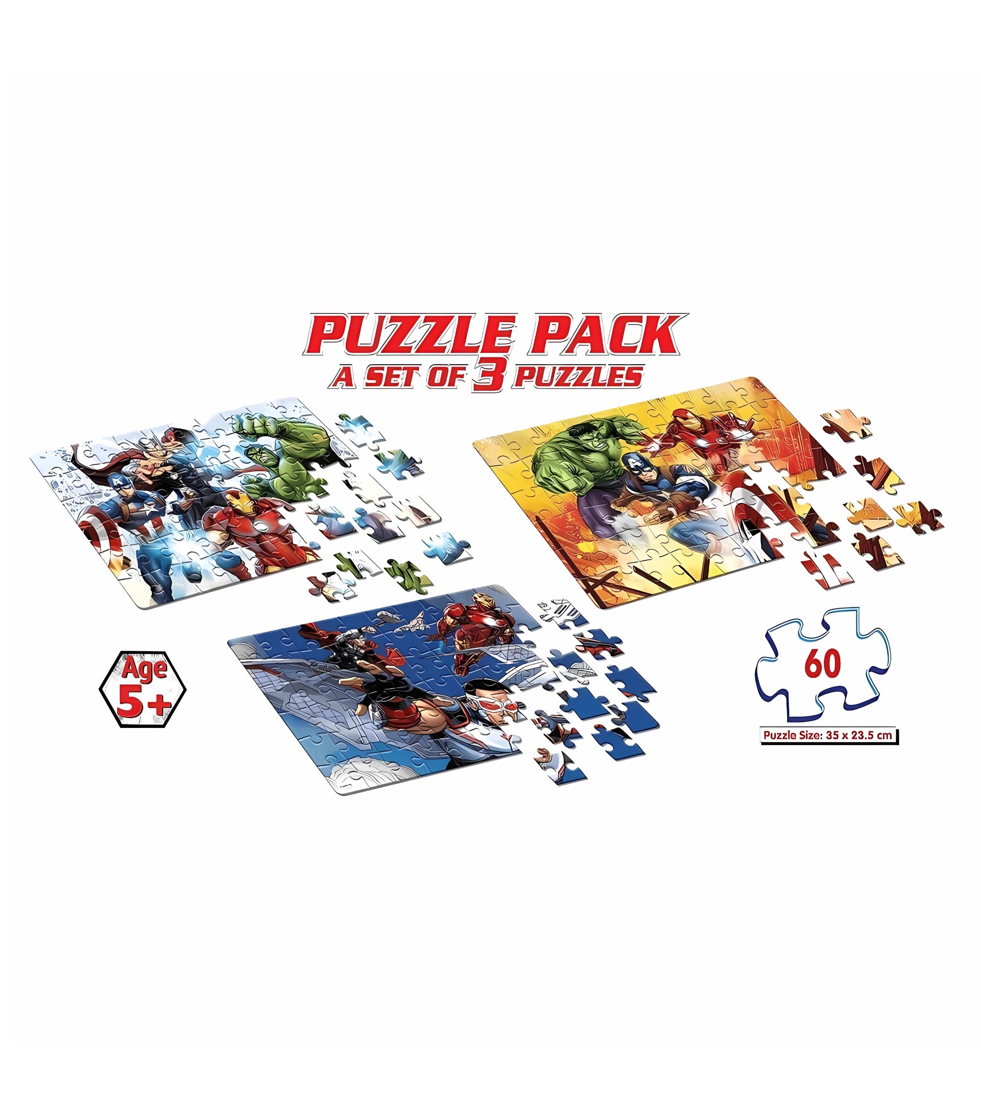 Frank Marvel Avengers 3-in-1 Jigsaw Puzzle – 60-Piece Fun & Educational Puzzle Set for Kids