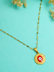 Premsons® Evil Eye Pendant Necklace | Stylish & Protective Jewelry for Women | Gold & Red