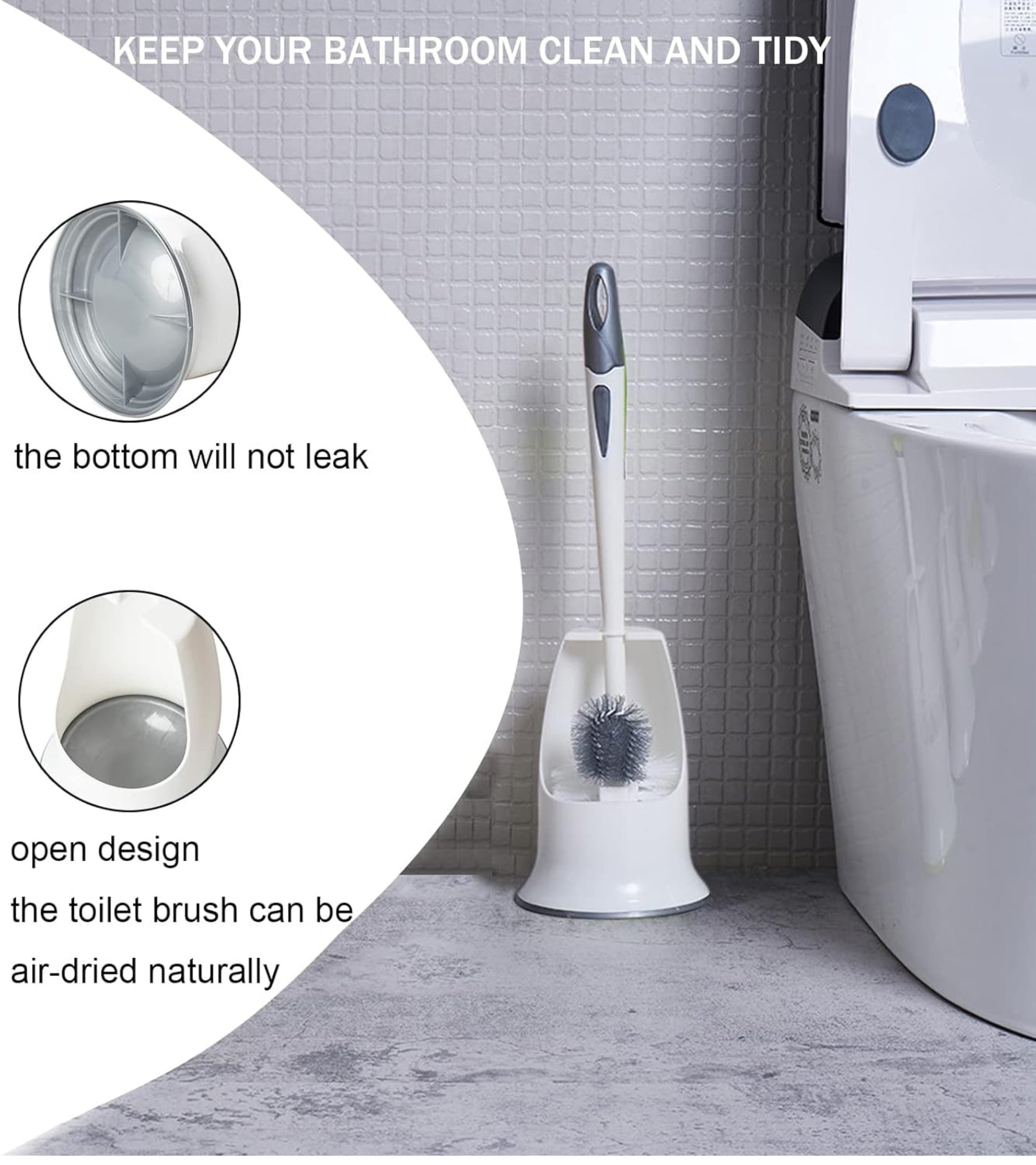 Premsons® Double Hockey Shape Toilet Brush with Holder – Bathroom Cleaning Brush for Indian & Western Toilets | Durable Toilet Cleaner with Stand