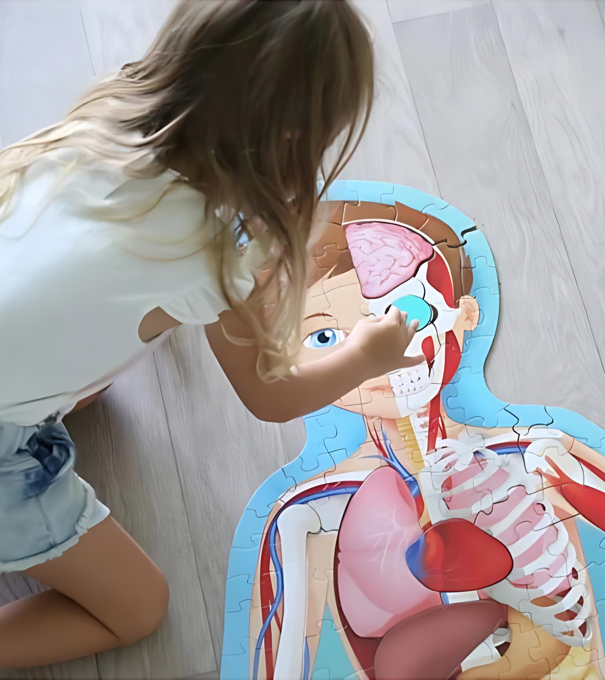 Sassi The Human Body Puzzle Set – 200-Piece Shaped Puzzle with 32-Page Educational Book for Kids – Learn About Bodily Systems & Functions