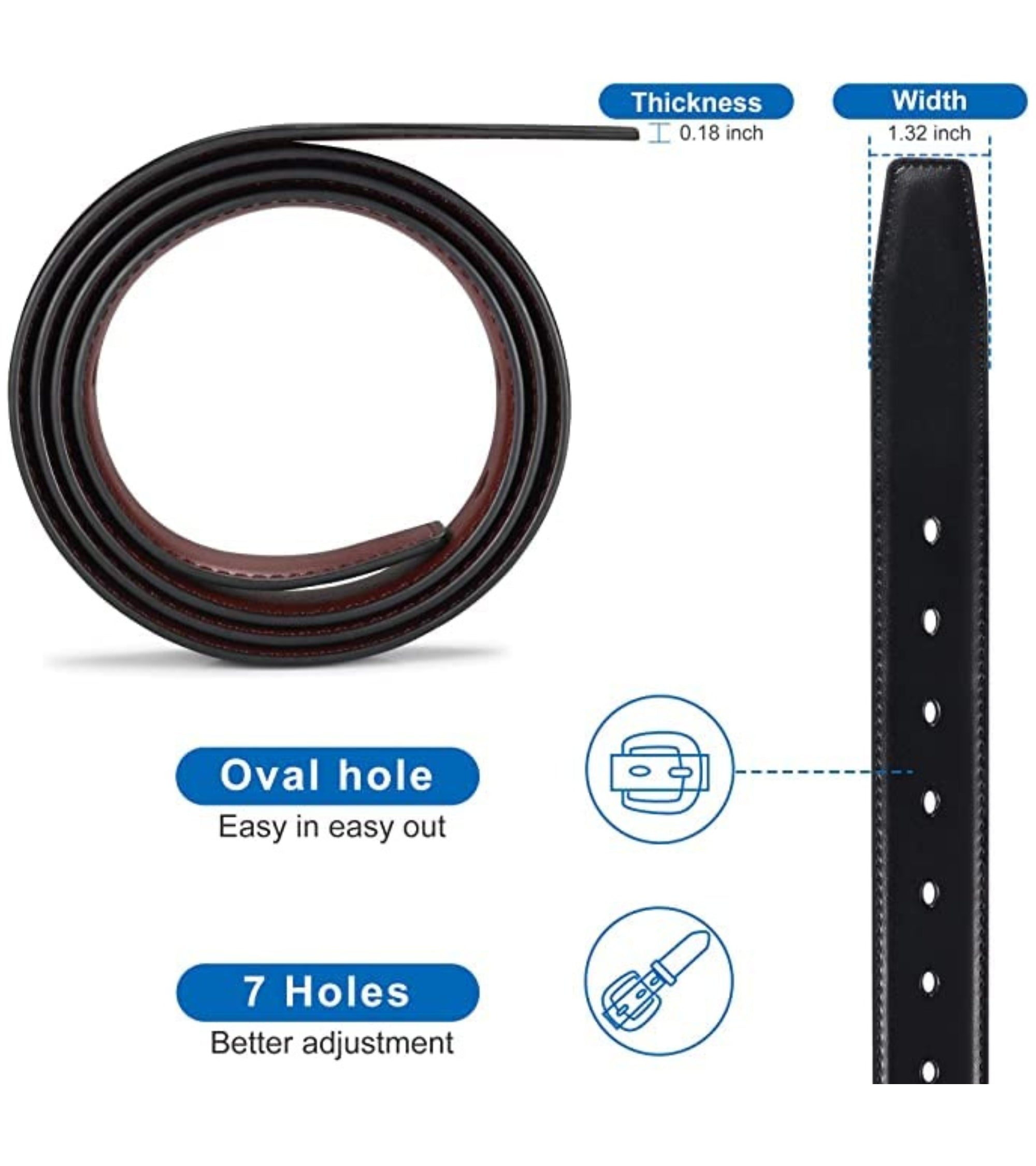 Premsons® Genuine Leather Black & Brown Reversible Belt for Men – Stylish Formal & Casual Wear with Premium Metal Buckle – Size 42
