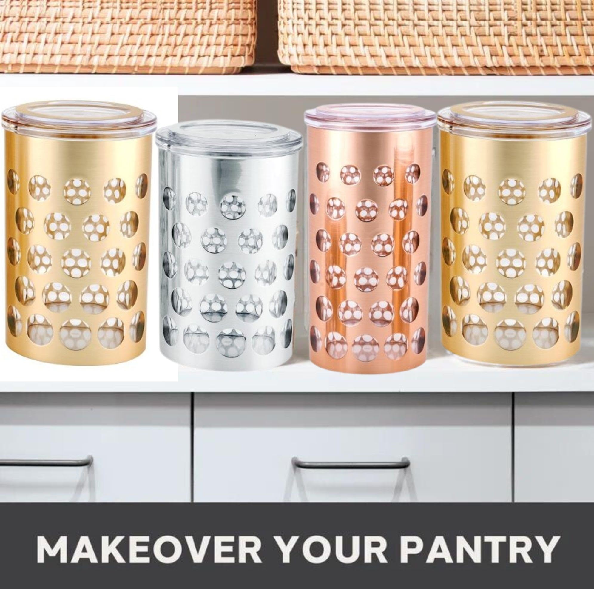 Premsons® Airtight Polka Dot Jar | Stylish Large Kitchen Storage Container for Tea, Sugar, Spices, Coffee & More