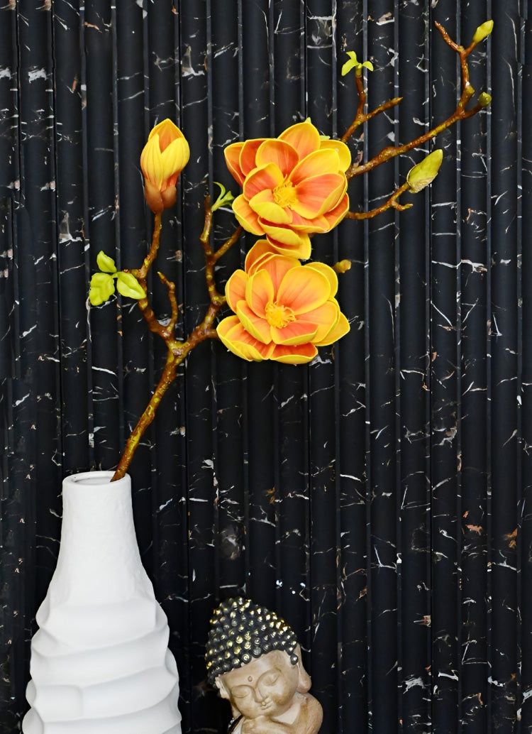 Premsons® Elegant Artificial Magnolia Flower – 1 Stem of Realistic Silk Bloom for Home Décor, Office, or Events | Long-Lasting Faux Floral Arrangement