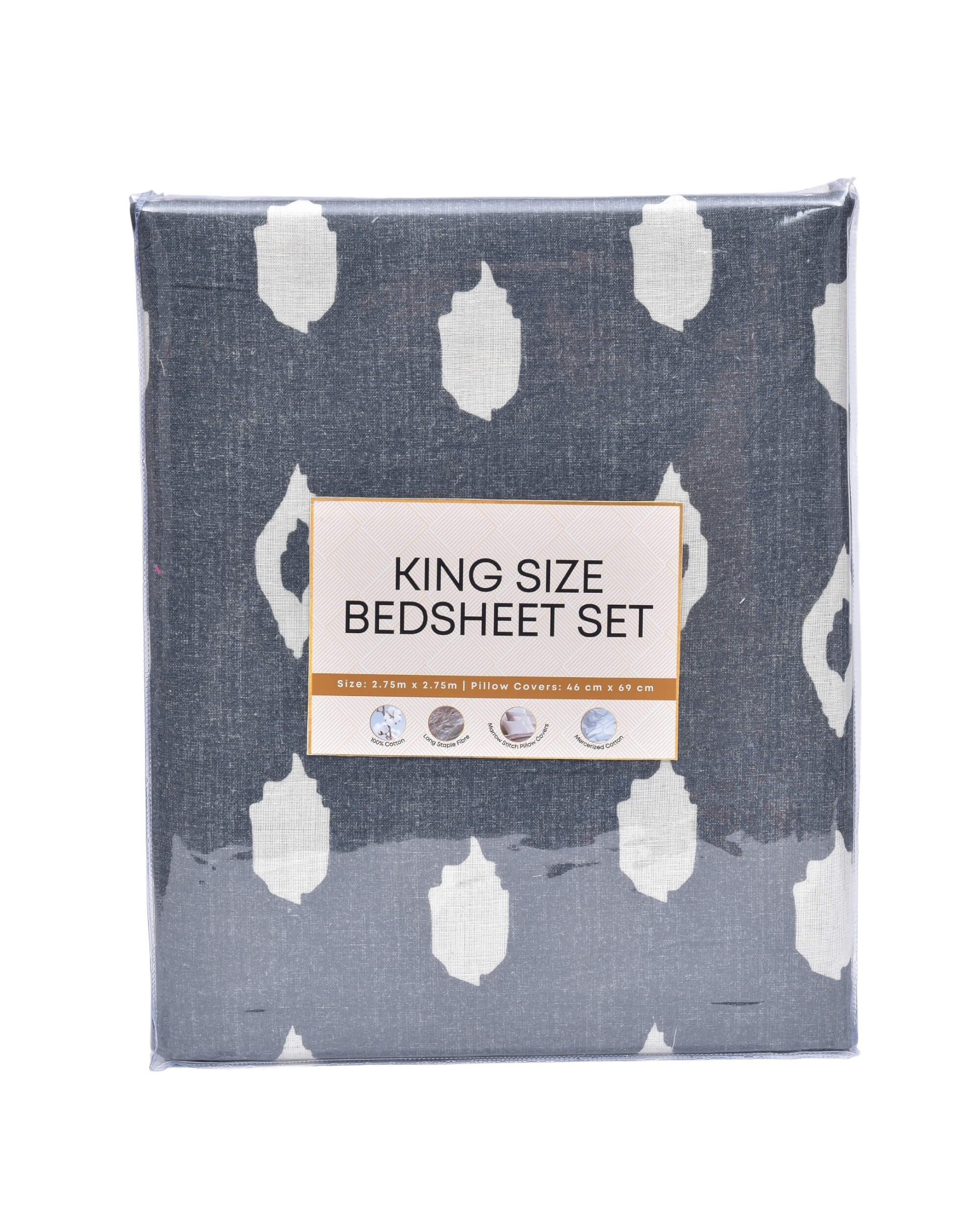Premsons® Cotton Bed Sheet King Size Sheet with 2 Pillowcases – Premium Soft & Breathable Bedding for Full Size Beds – Luxury Bedroom Essentials - White & Grey