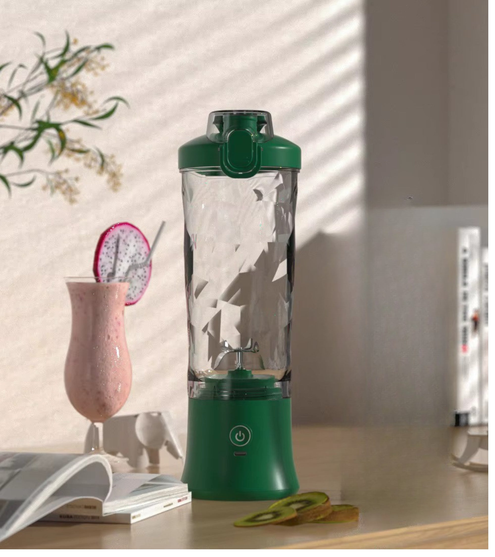Mix & Go® Portable Blender Juicer – USB Rechargeable Smoothie Maker with 6 Blades, 380ml Capacity, 2000mAh Battery – Waterproof Mini Blender for Travel, Gym & Office