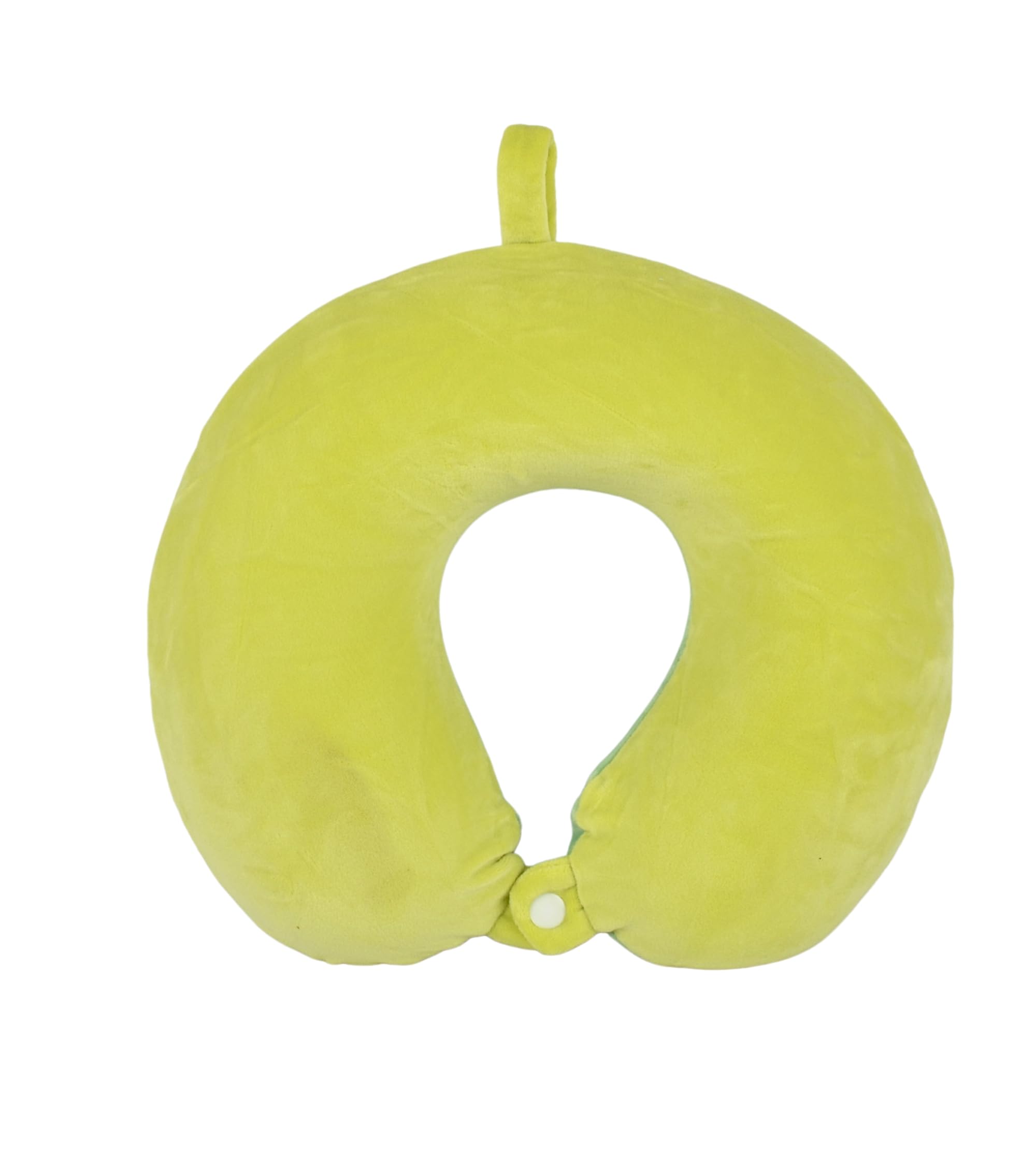 Cushy® Travel Neck Pillow with 360-Degree Head Support - Memory Foam Luxury Soft Pillow for Sleeping Rest - Home Travel Airplane Car - Smiley Printed, Green