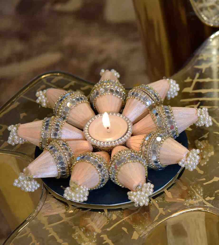 Premsons® Blush Peach Cone Diya – Designer Tealight Candle for Grand Celebrations