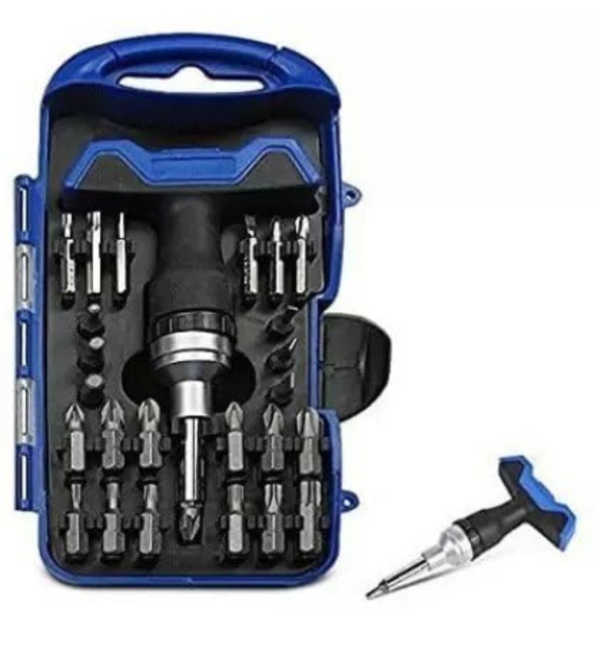 Premsons® 26-in-1 Ratchet Screwdriver and Precision Bit Set – Magnetic Multi-Purpose Toolkit with Ergonomic Handle for Home, Office, Electronics & DIY Projects – Compact Design – Blue