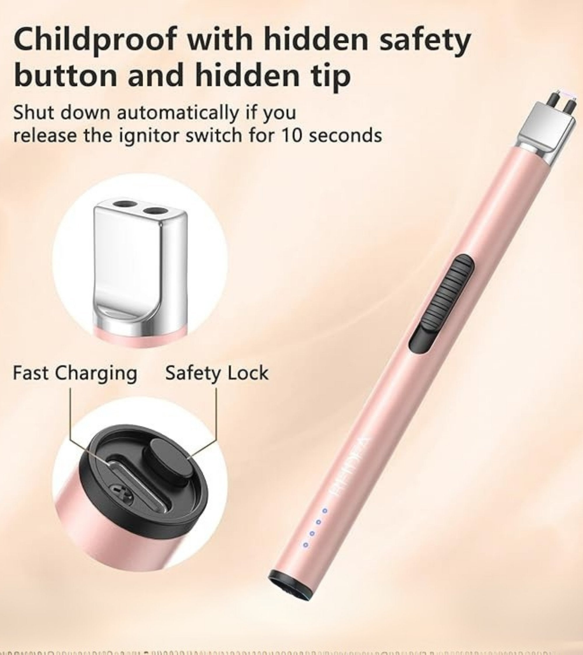 Premsons® Flameless USB Electric Lighter with Safety Lock – Rechargeable Arc Lighter for Candles, BBQ, Camping, Gas Stove & Birthday Use