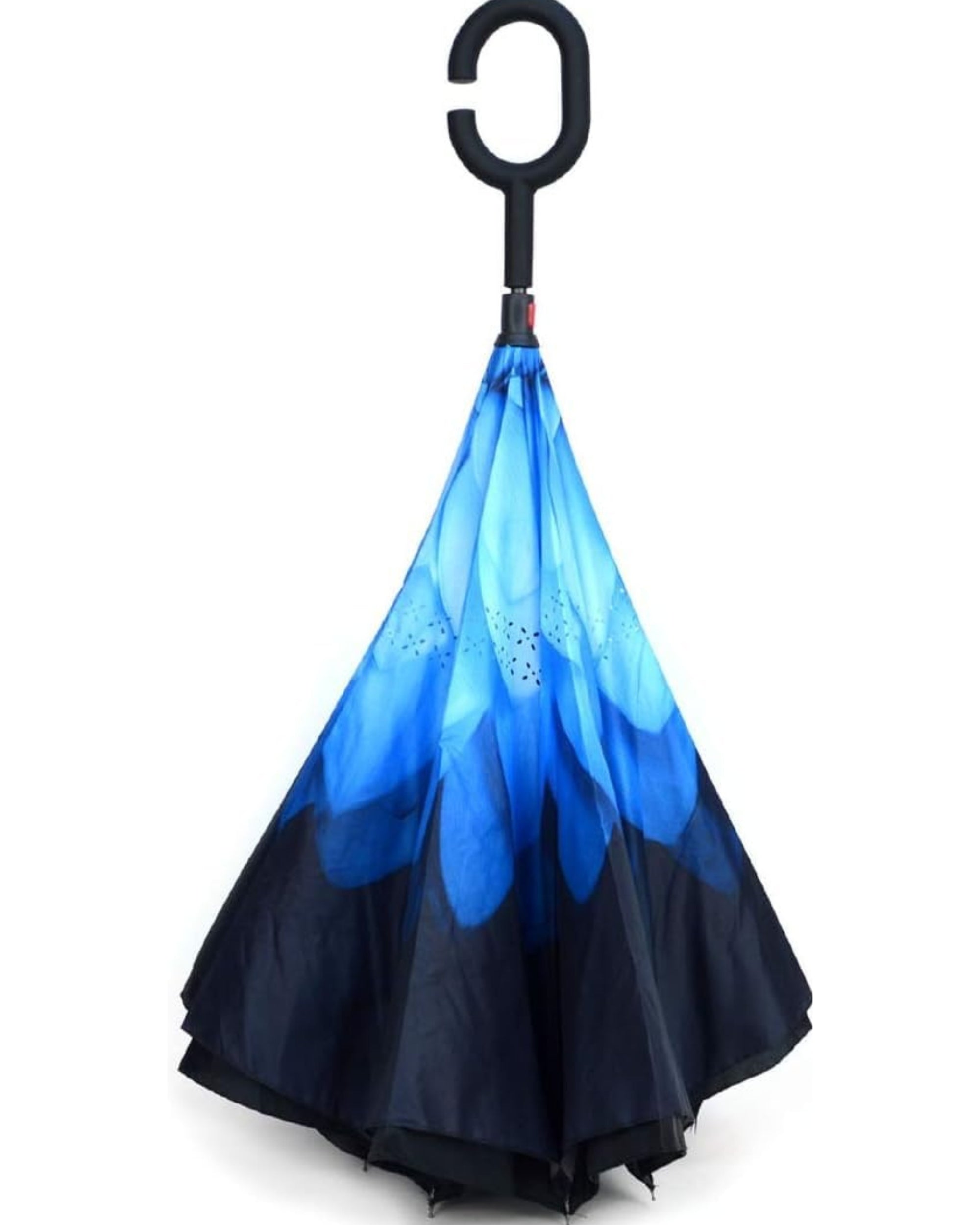 Upside Down® Inverted Umbrella with Flower Print – Windproof Double Layer Rain Protection with Hands-Free C-Shaped Handle | Reverse Closing Umbrella for Car, Travel & Daily Use