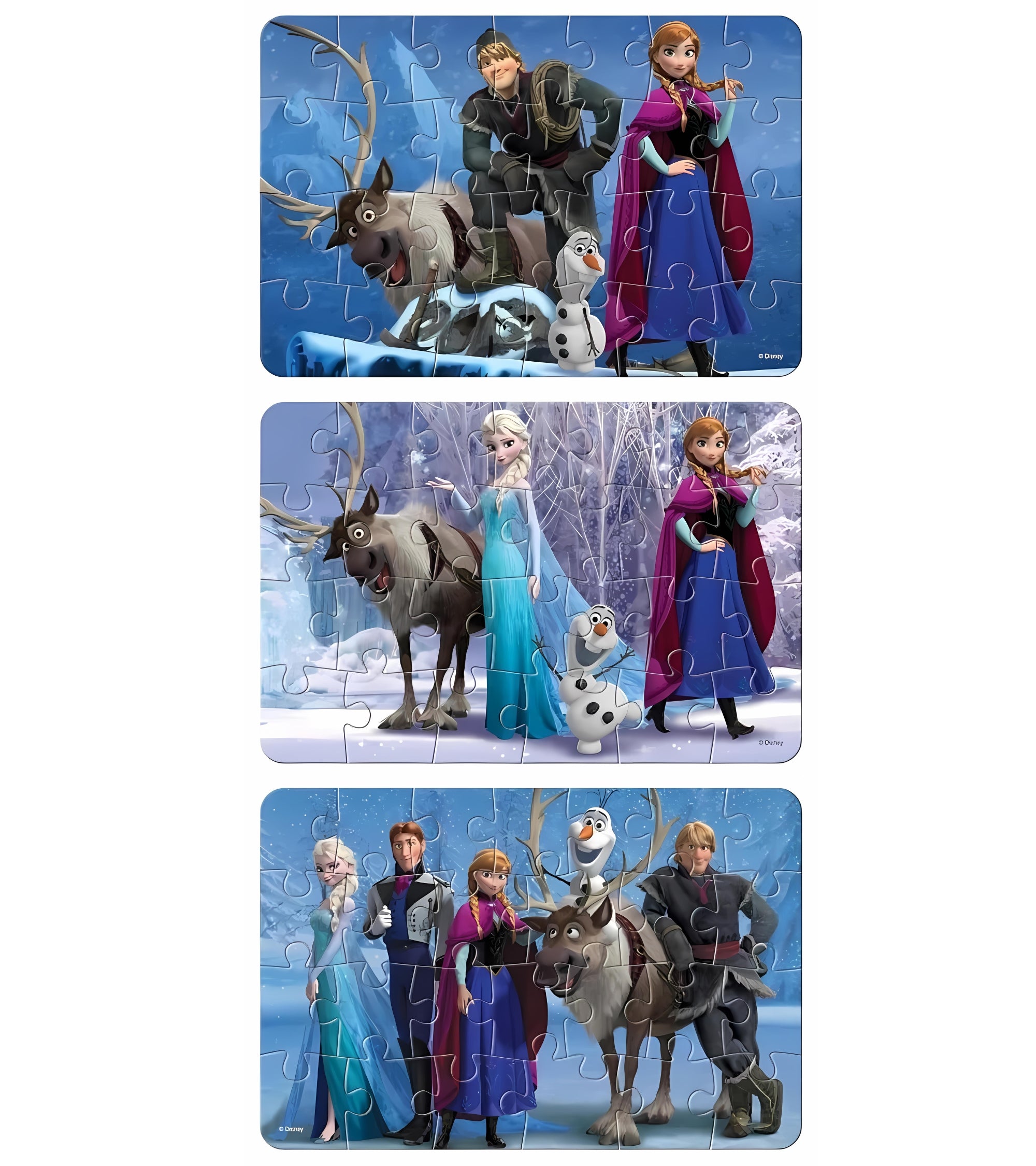 Frank Disney Frozen 3-in-1 Jigsaw Puzzle – Fun & Educational Puzzle Set for Kids 4+ Years