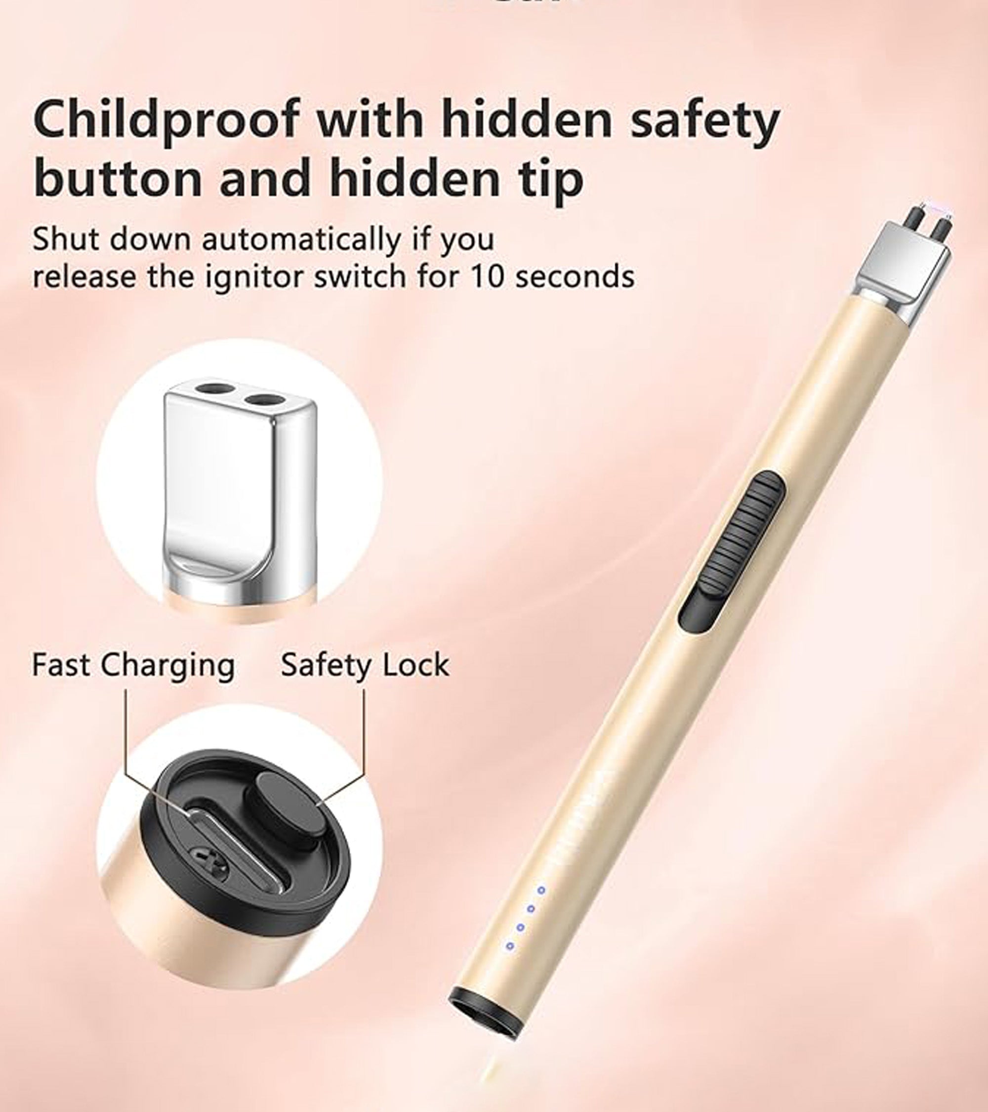 Premsons® Flameless USB Electric Lighter with Safety Lock – Rechargeable Arc Lighter for Candles, BBQ, Camping, Gas Stove & Birthday Use
