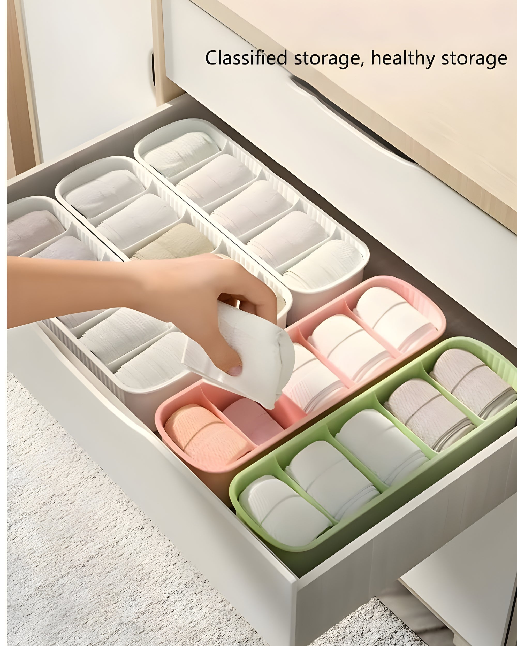 Premsons® 5 Compartments Stackable Plastic Storage Box – Pink | Multi-Purpose Organizer for Stationery, Jewelry, Craft & Household Items