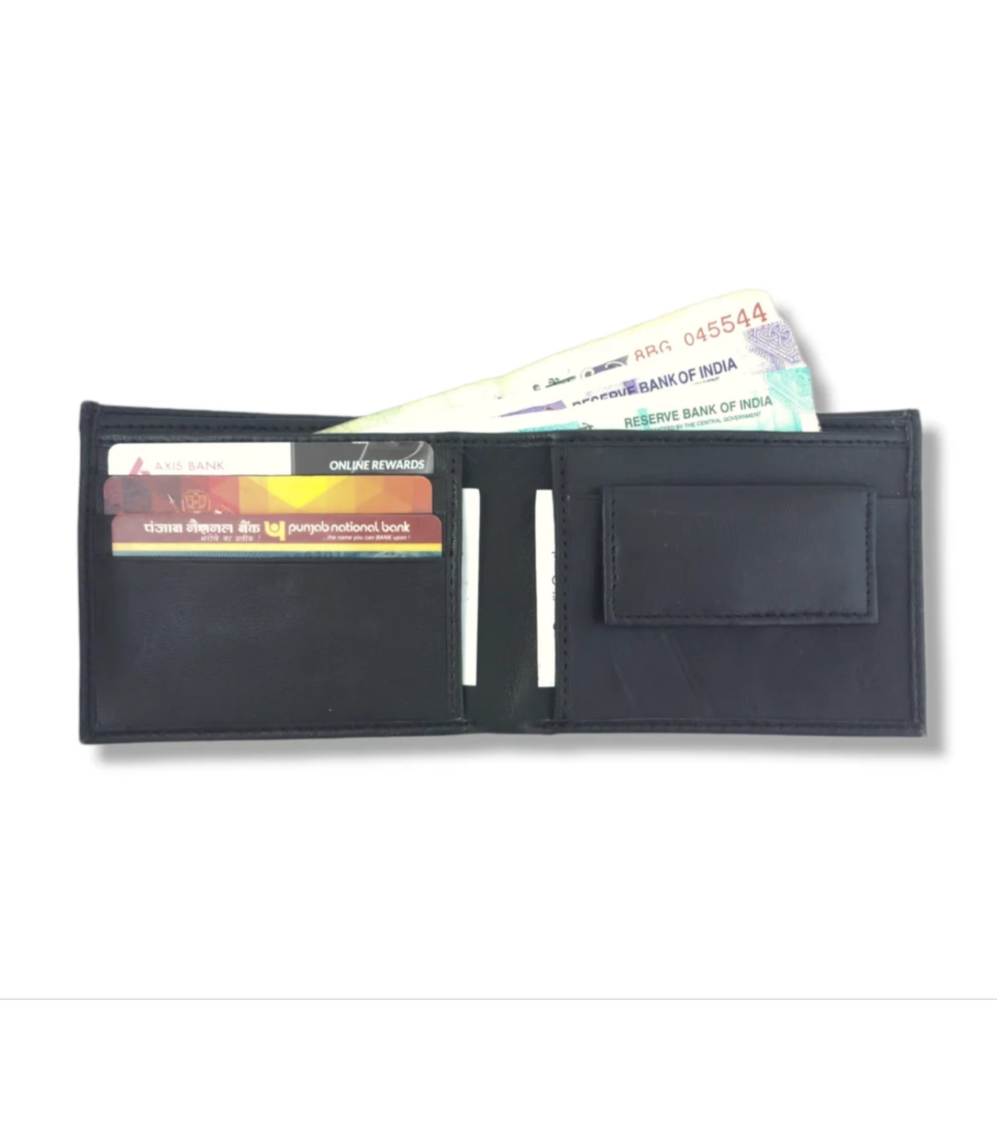 Premsons® Men's Classic Black Genuine Leather Bi-Fold Wallet – Slim, Stylish, and Durable with Multiple Card Slots and Cash Compartment - Black
