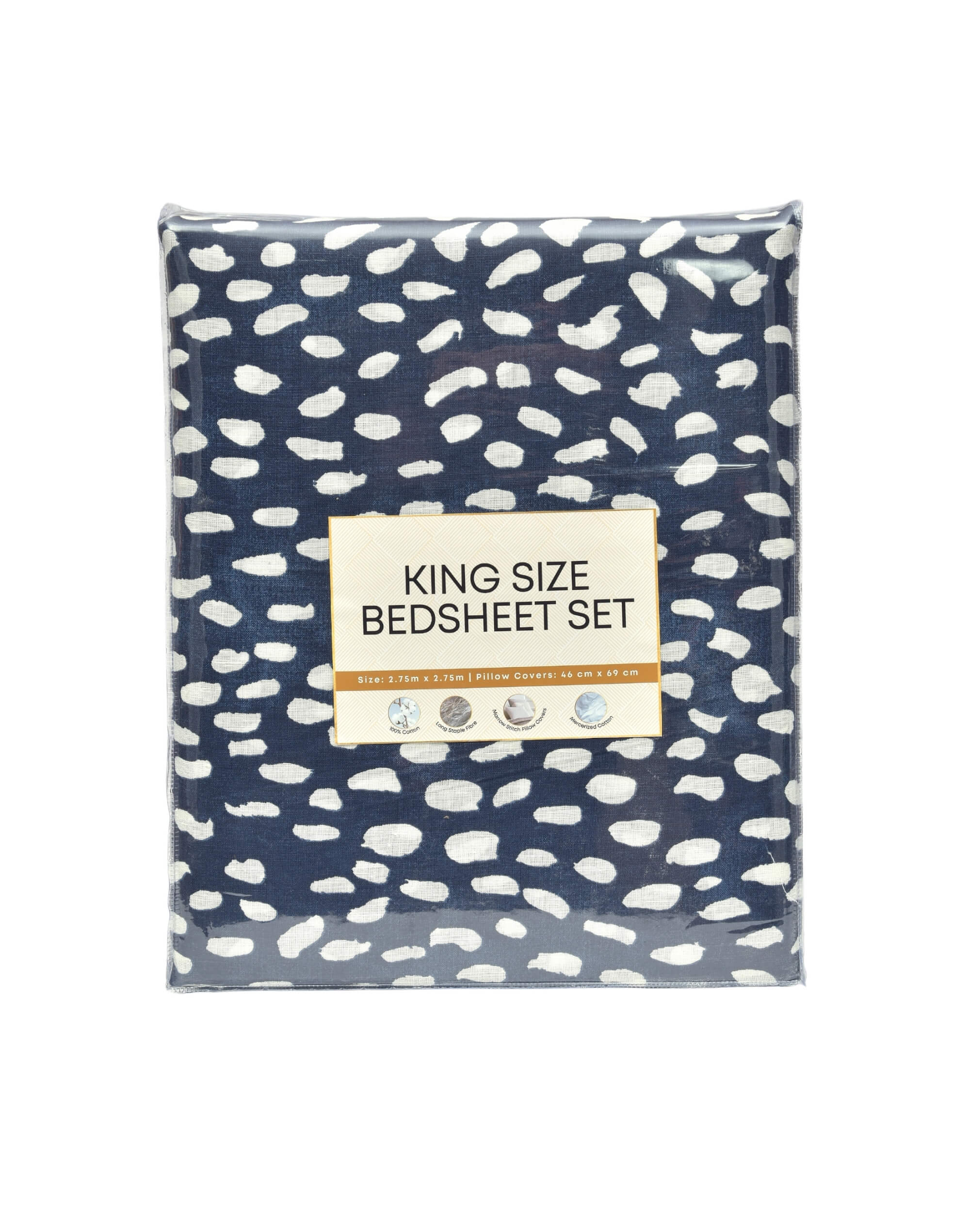 Premsons® Cotton Bed Sheet King Size Sheet with 2 Pillowcases – Premium Soft & Breathable Bedding for Full Size Beds – Luxury Bedroom Essentials - Dark Blue
