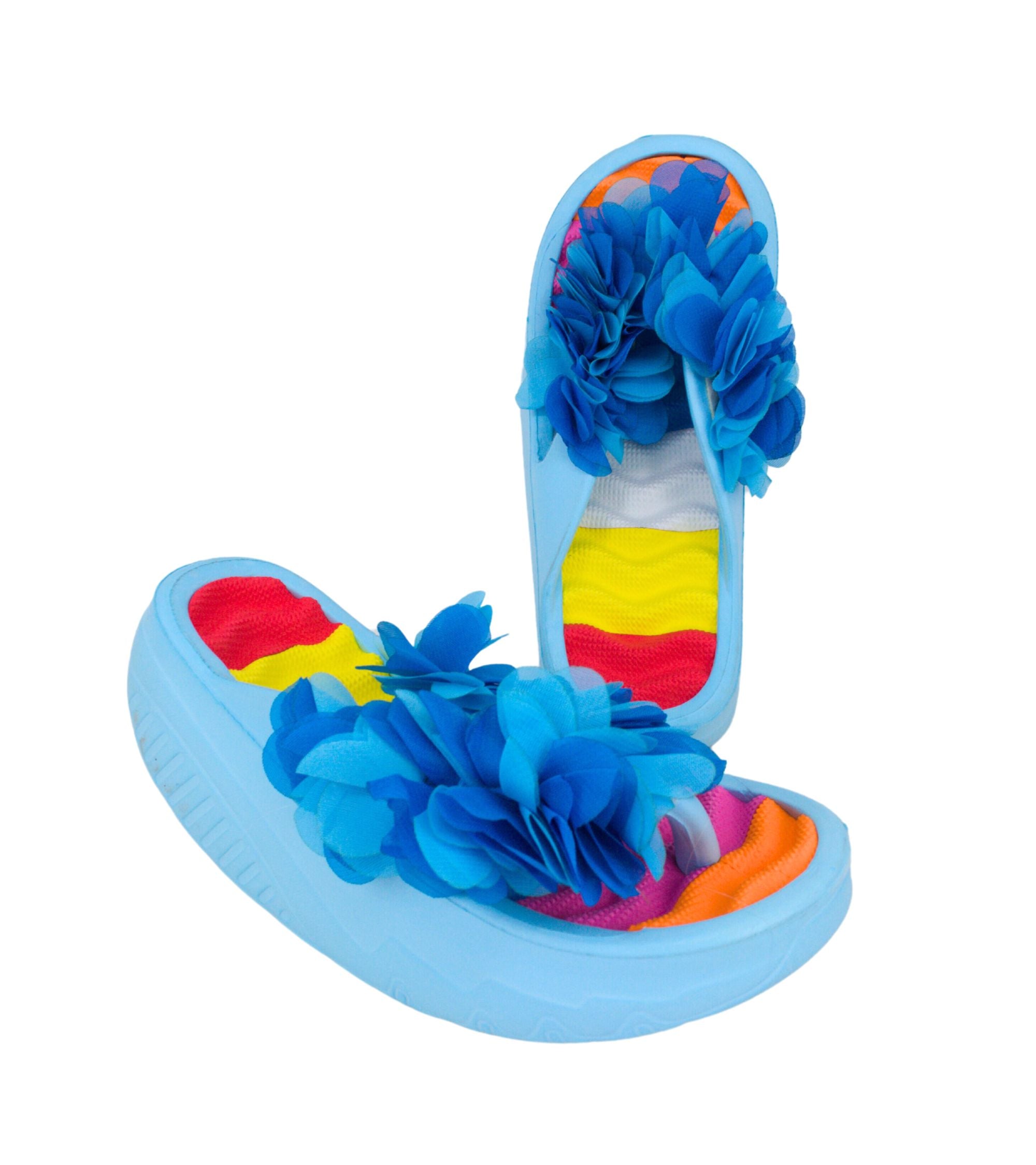 Premsons® Women's Floral Wedge Sandals - Casual Platform Beach Vacation Footwear - Flip Flop Slippers for Pool Holidays