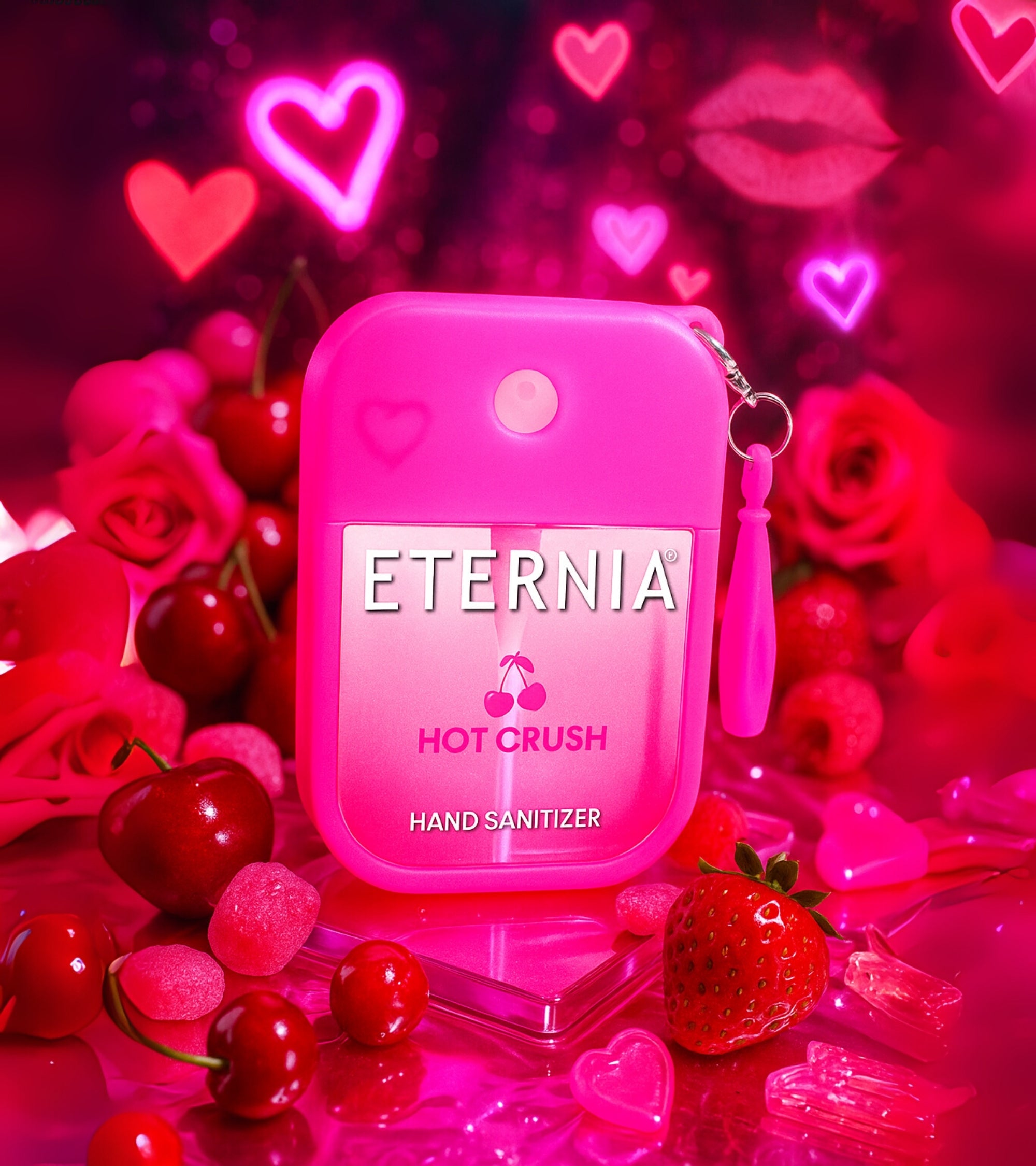 Eternia® Hand Sanitizer Spray - Hydrating Moisturizing Power Mist - Gentle on Skin, Quick-Drying Formula, Travel Friendly - Hot Crush - 300+ Sprays - Pack of 2