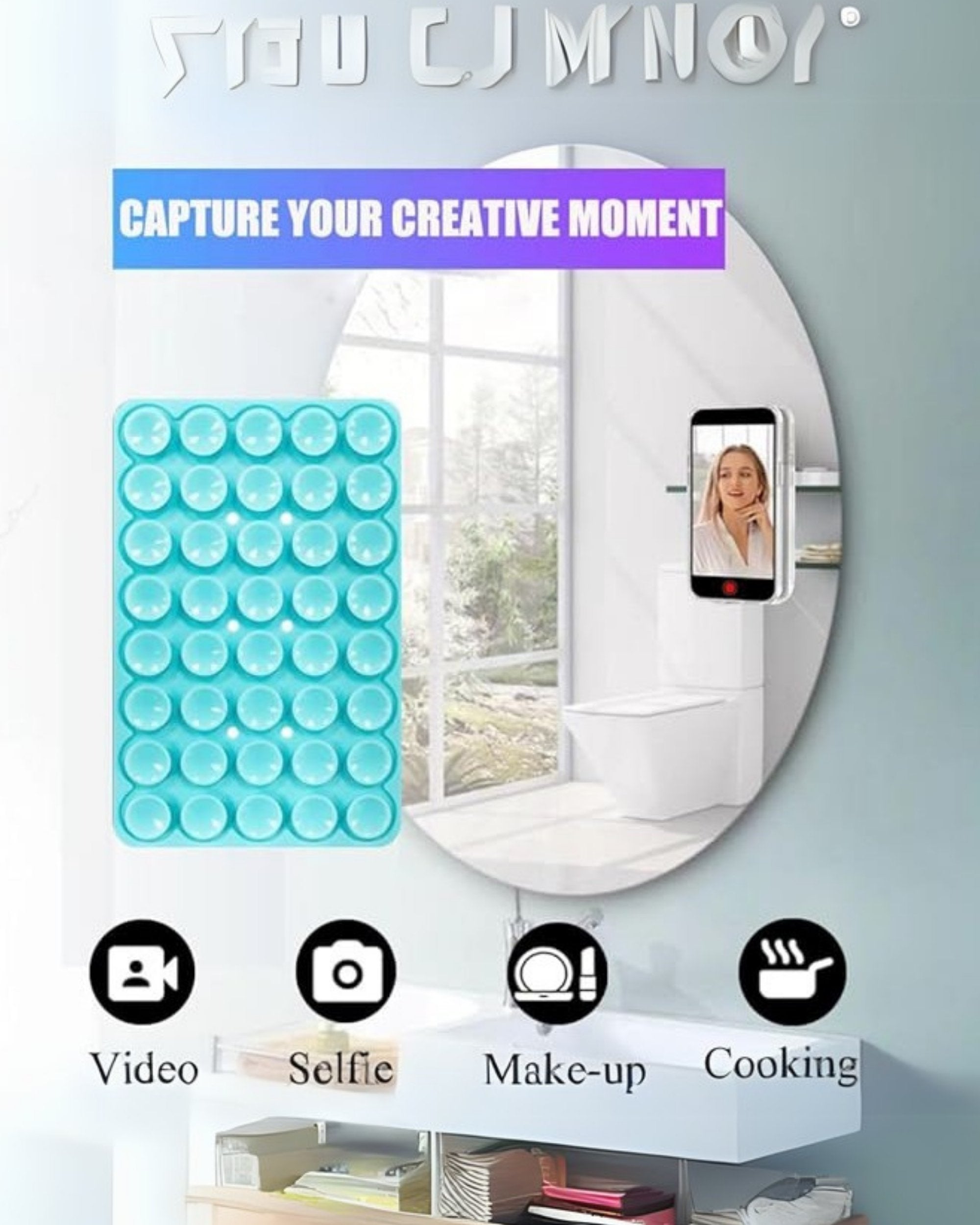 Premsons® StickyGrippy Suction Phone Case Mount – Silicone Adhesive Holder for iPhone & Android | Hands-Free Mirror & Shower Stand, Fidget Toy for Videos, Selfies & More