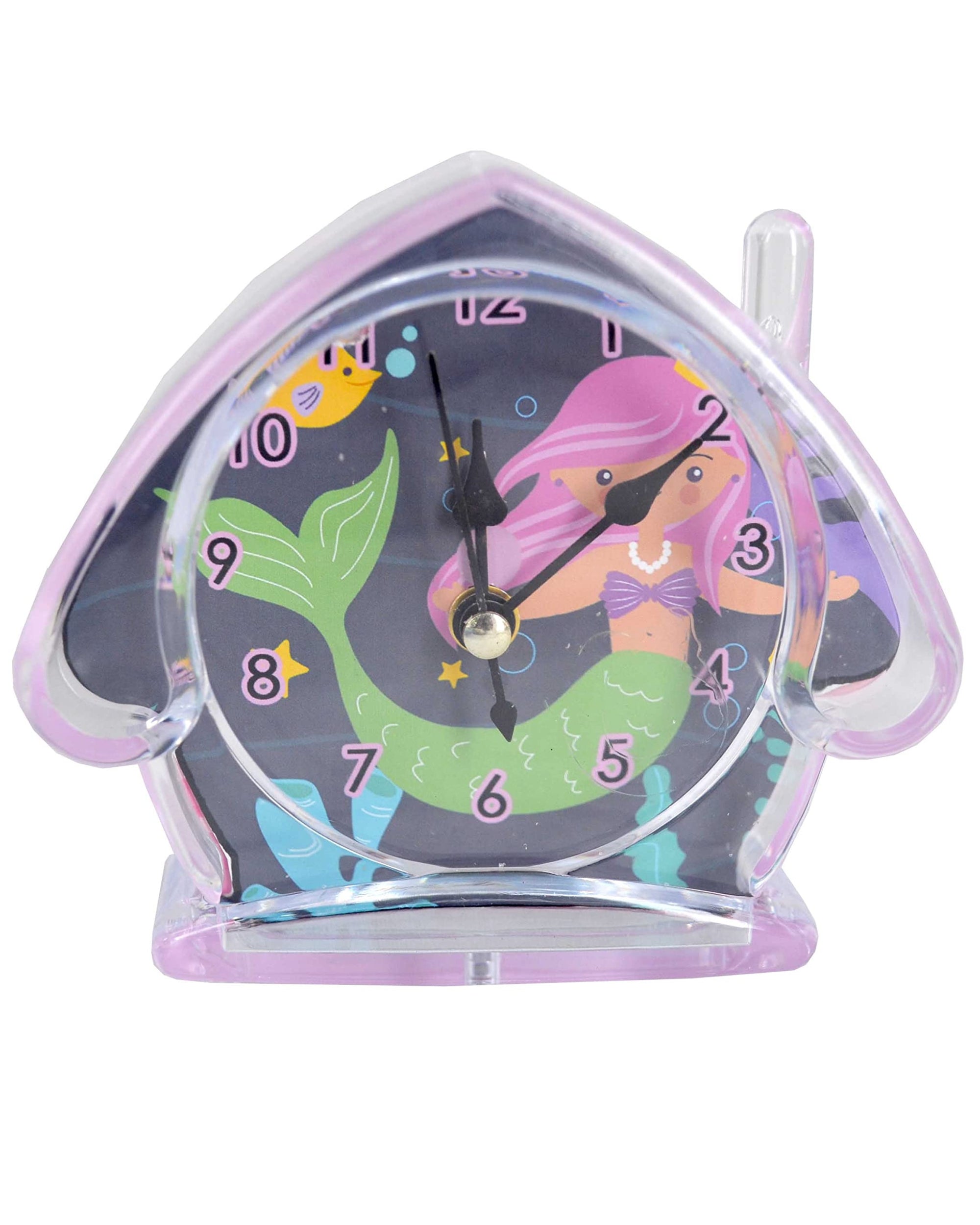 Premsons® Table Clock for Kids - Girls Bedroom Beep Alarm Clock - Loud Bell Alarm for Children Study Table - Bed Watch for Heavy Sleepers - Mermaid Design - House Shape - Assorted Colours