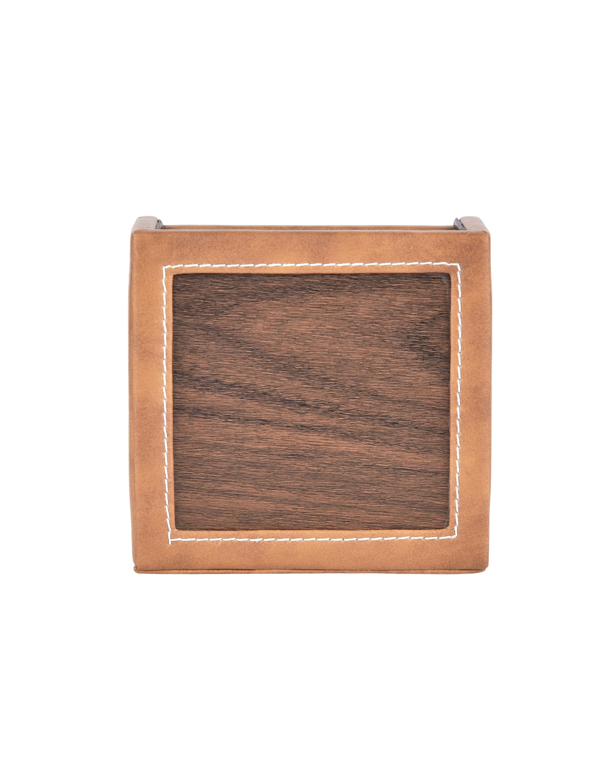 Premsons® Classic Remote Holder – 4 Section Tabletop Organizer in Light Brown | Faux Leather with Refined Wooden Finish | Decorative & Practical Organizer