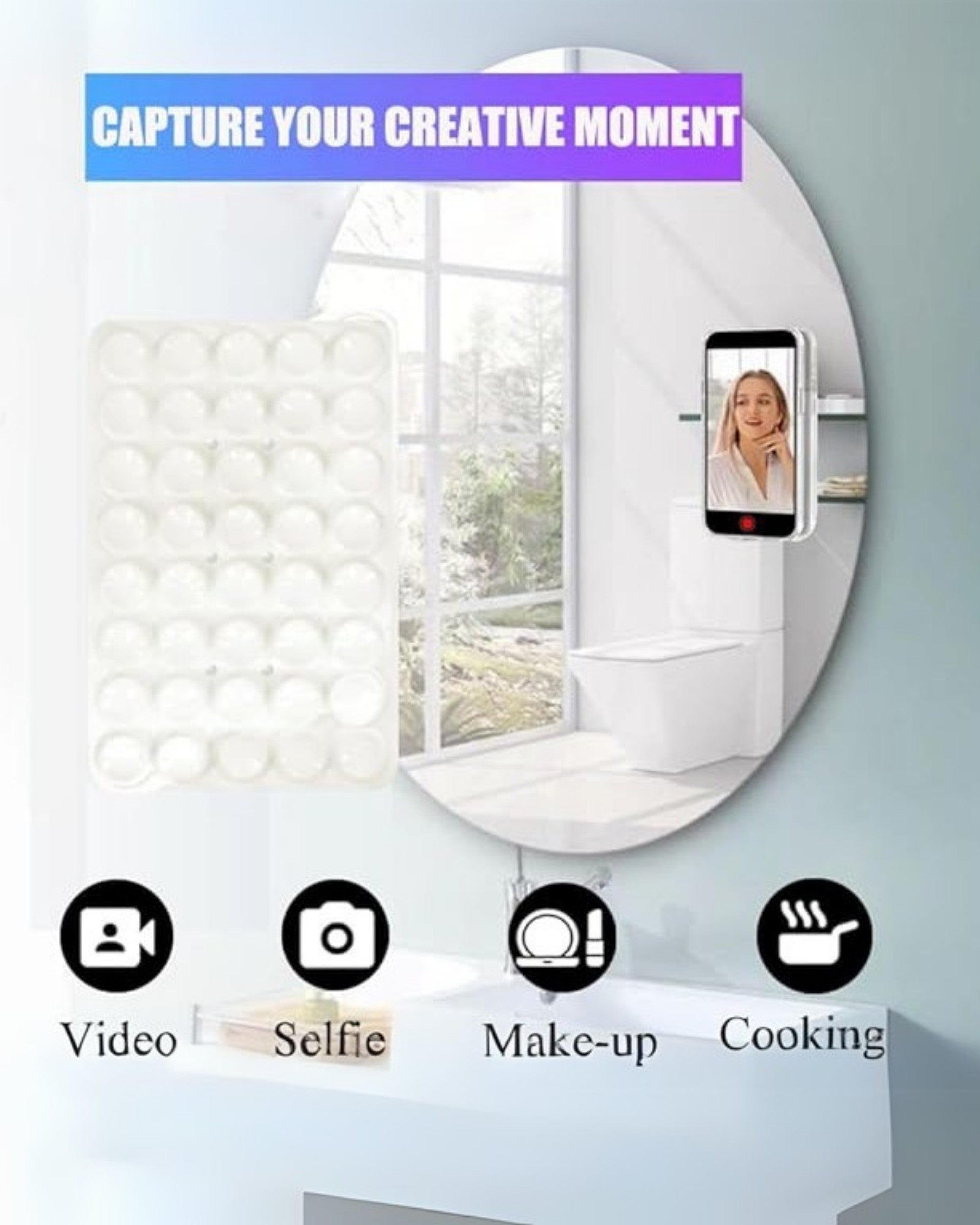 Premsons® StickyGrippy Suction Phone Case Mount – Silicone Adhesive Holder for iPhone & Android | Hands-Free Mirror & Shower Stand, Fidget Toy for Videos, Selfies & More