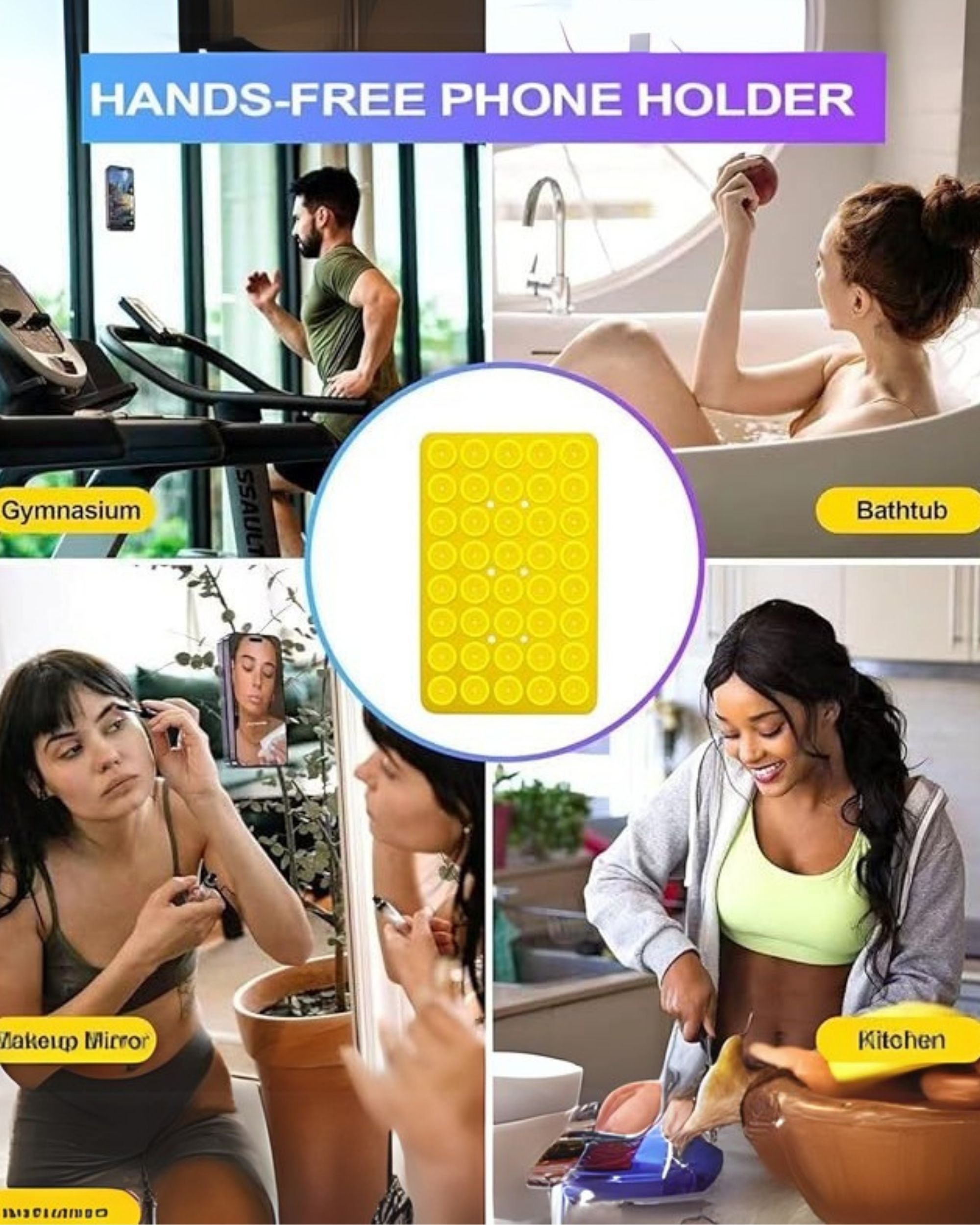 Premsons® StickyGrippy Suction Phone Case Mount – Silicone Adhesive Holder for iPhone & Android | Hands-Free Mirror & Shower Stand, Fidget Toy for Videos, Selfies & More