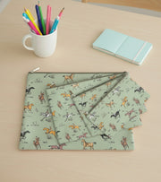 Premsons® Horse Print Pattern Leatherette Pouch Set of 4 (1XL, 1L, 1M, 1S) | Elegant Equestrian Design, Premium Finish, Zip Closure, Multipurpose Storage