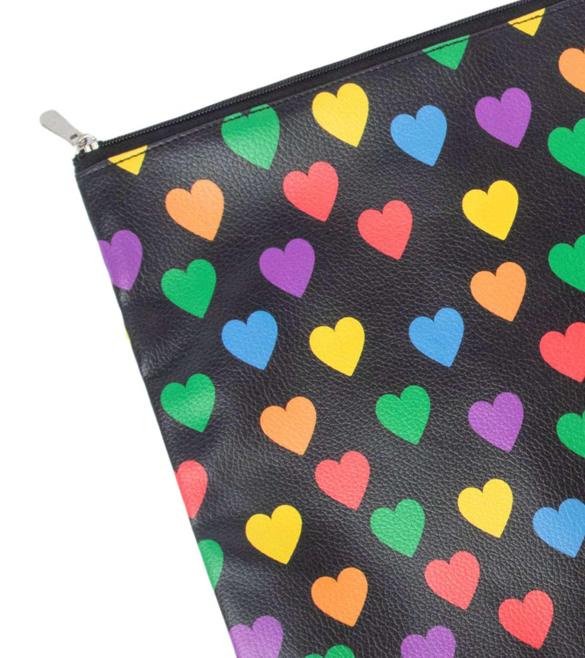 Premsons® Heart Design Leather Pouch Set of 4 (1XL, 1L, 1M, 1S) | Elegant Romantic Pattern, Premium Finish, Zip Closure, Multipurpose Storage