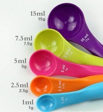 Premsons® 5-piece rainbow measuring spoons set with size markings on each bowl