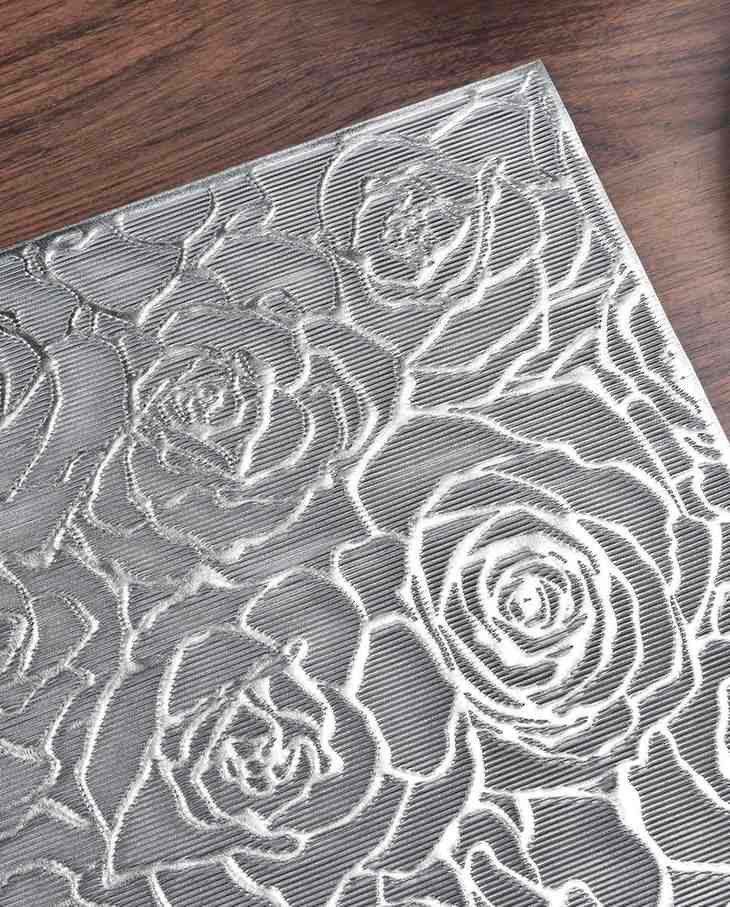 Premsons® Silver Floral Design Rectangle Metallic Placemats – Washable, Wipeable, Non-Slip & Stain-Resistant Hollow Table Mats for Dining, Kitchen, Wedding & Party Decoratio
