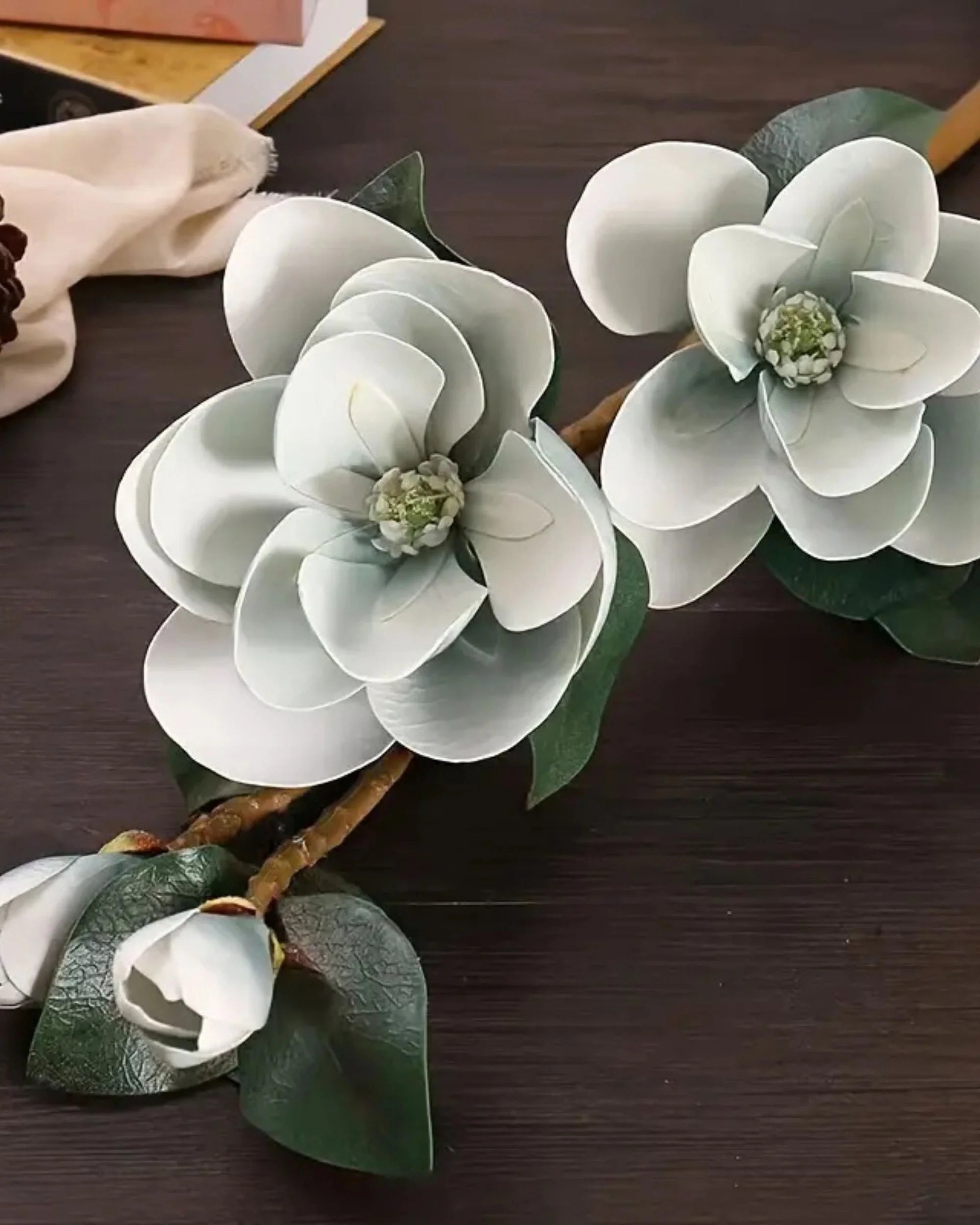 Premsons® Premium Magnolia Blossoms Flower Bunch – Elegant Artificial Blooms for Vases, Home Styling & Event Centerpieces - Blue