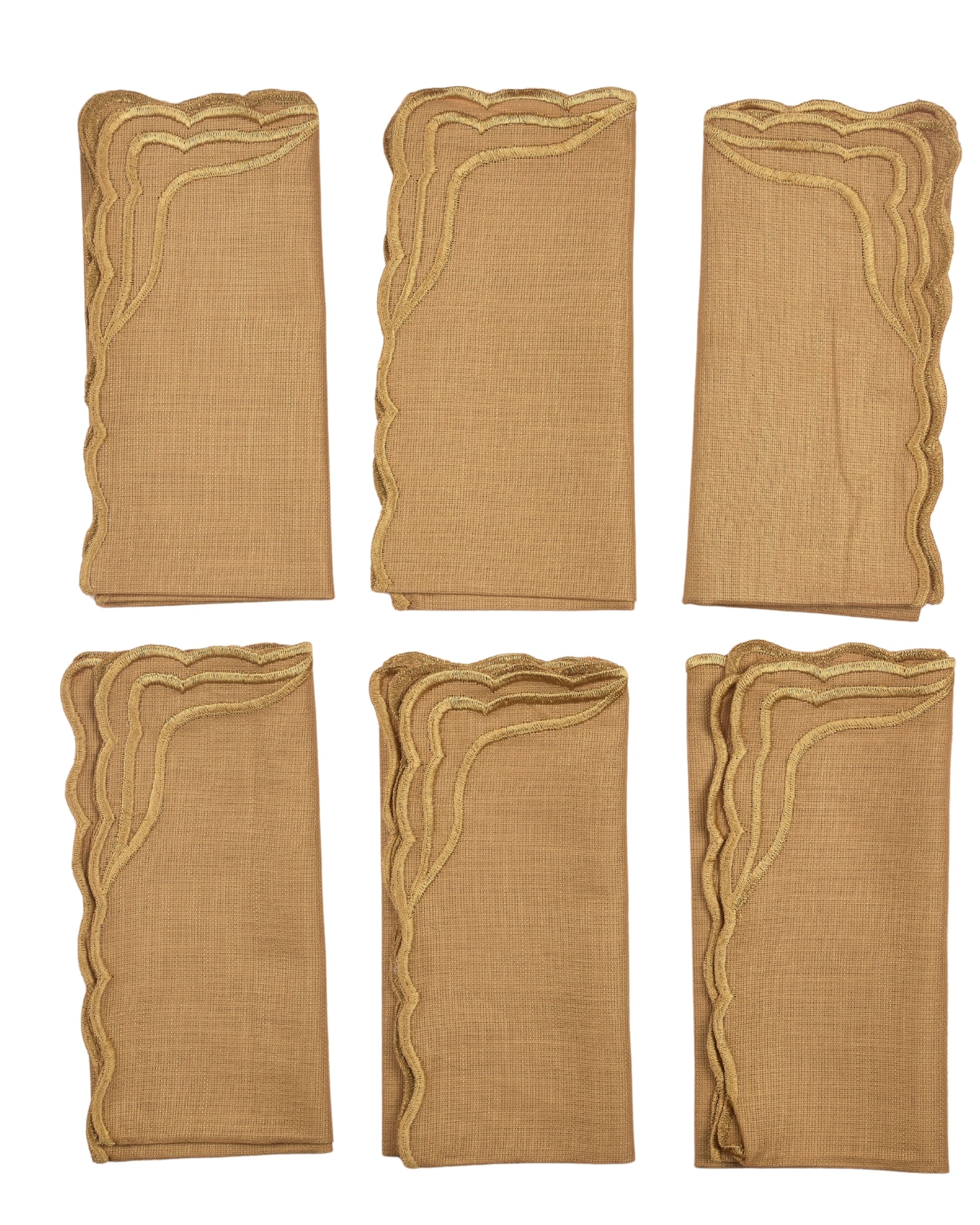 Premsons® Elegant Linen-Cotton Table Napkins – 16x16 Inch  | Reusable & Machine Washable | Ideal for Dining, Parties, Weddings, Restaurants & Hotels - Light Brown (Pack of 6)