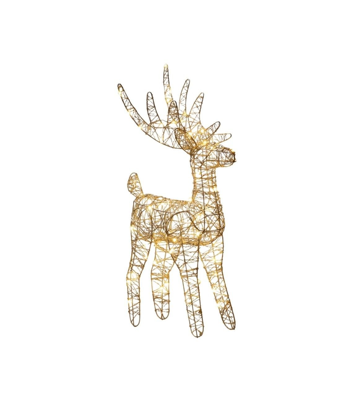 Premsons® Light-Up Reindeer Christmas Statue – Large Gold Weave Holiday Decor