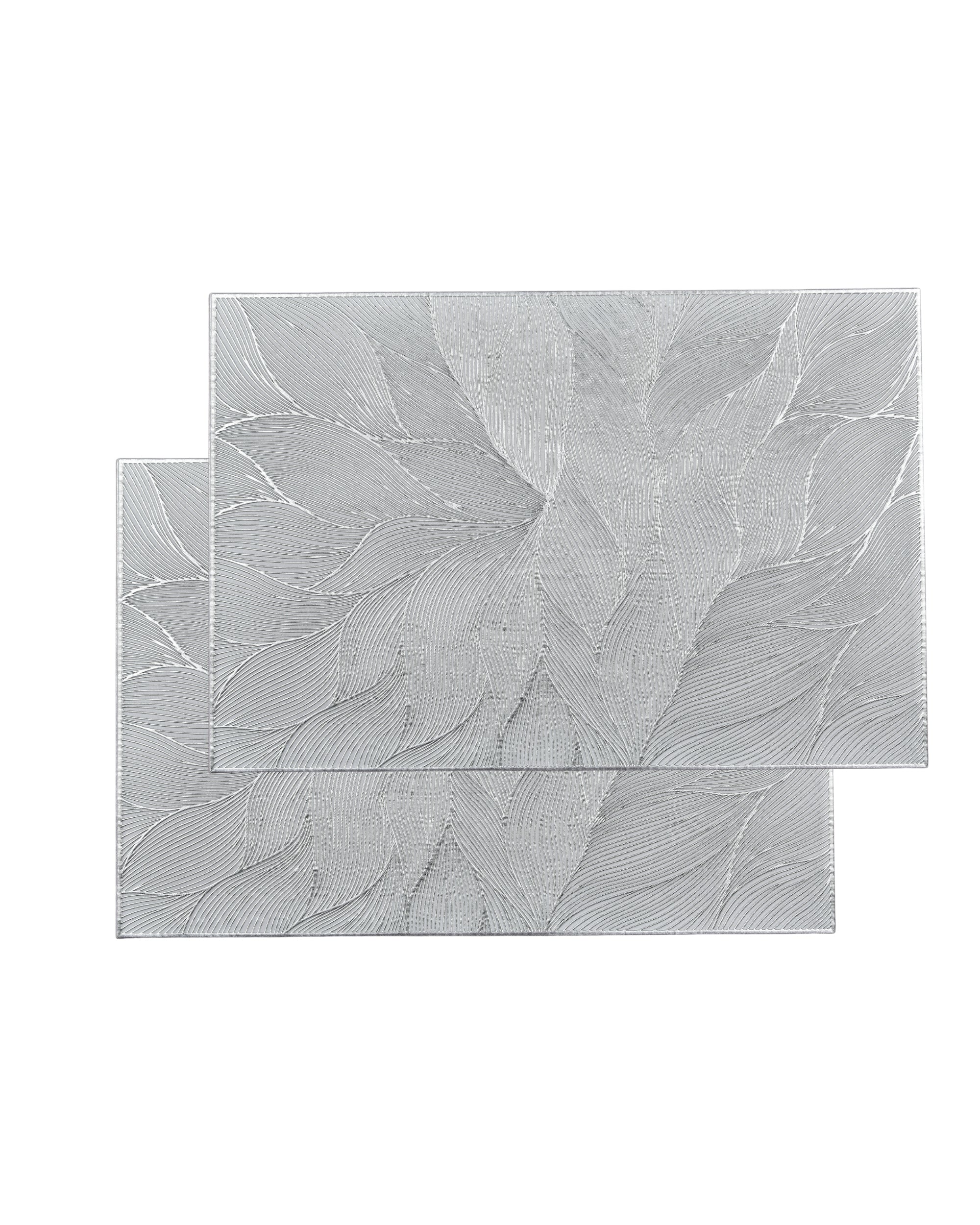 Premsons® Modern Floral Design Rectangle Metallic Placemats – Washable, Wipeable, Non-Slip & Stain-Resistant Hollow Table Mats for Dining, Kitchen, Wedding & Party Decoratio