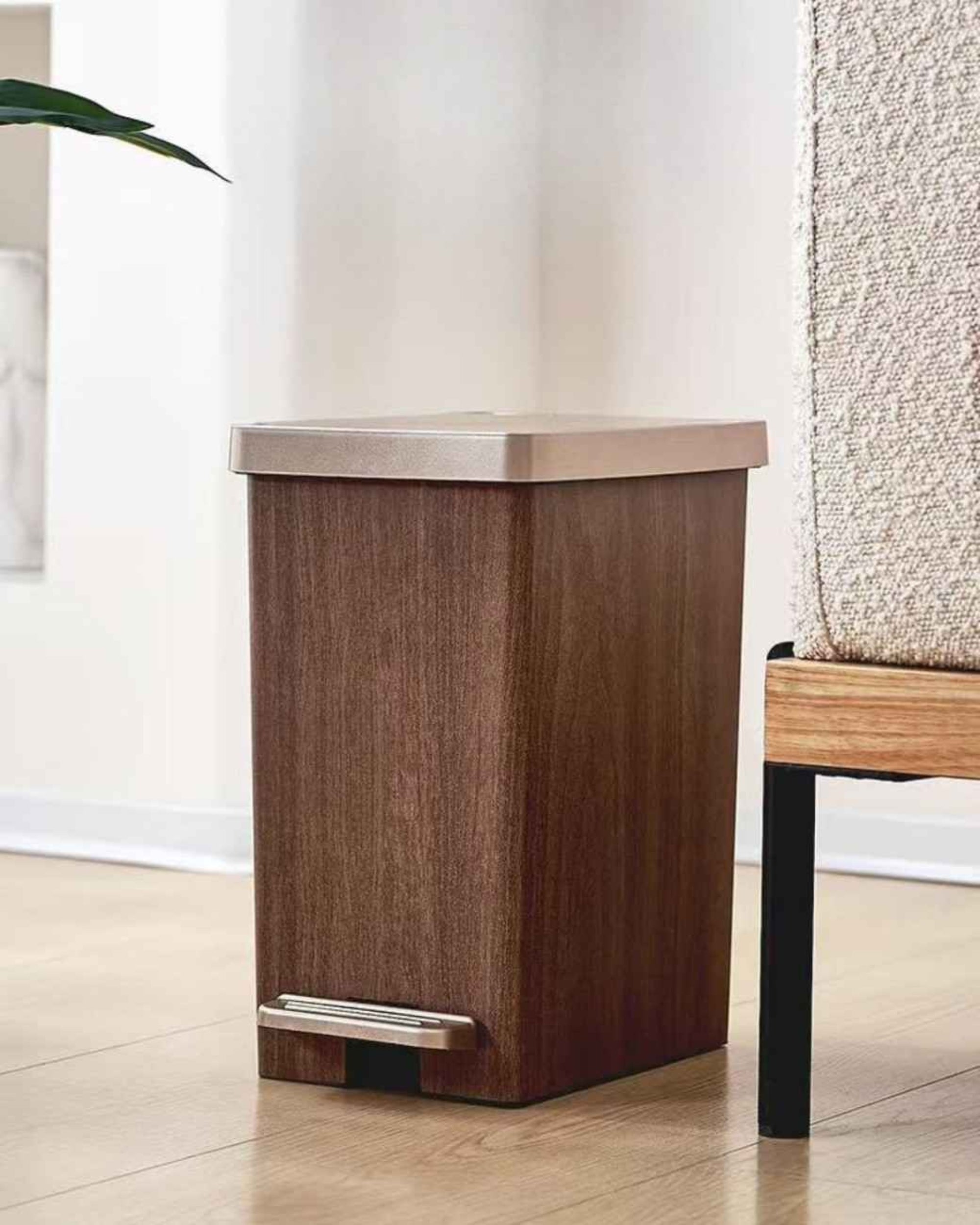 Premsons® Rectangular Dustbin – Stylish Wood Effect Garbage Bin for Home, Office & Bathroom Waste Disposal