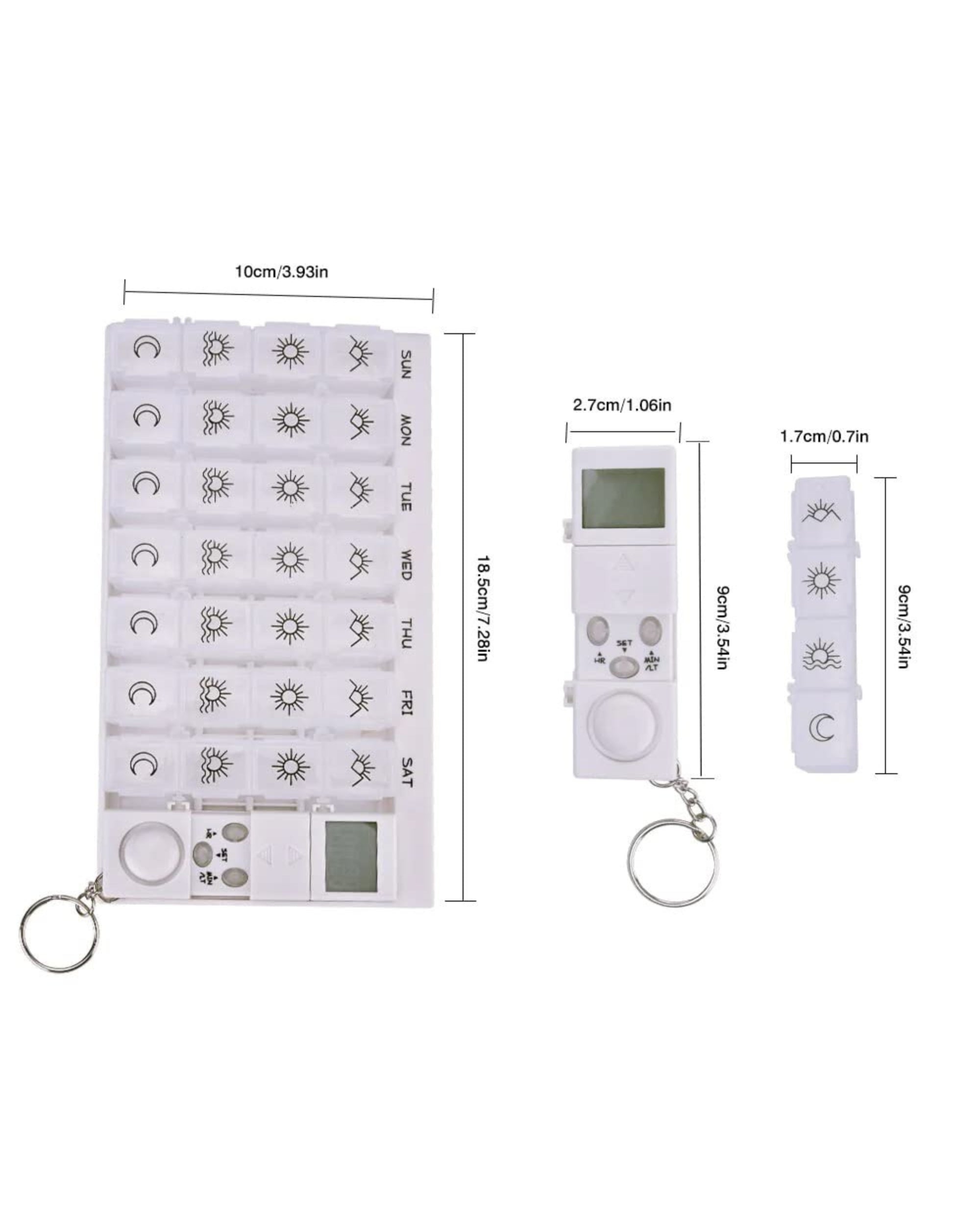Premsons® Medicine Box with Alarms | 7-Day Automatic Pill Dispenser | Weekly Tablet Organizer with 28 Compartments & 4 Daily Reminders | Pill Storage Box | White