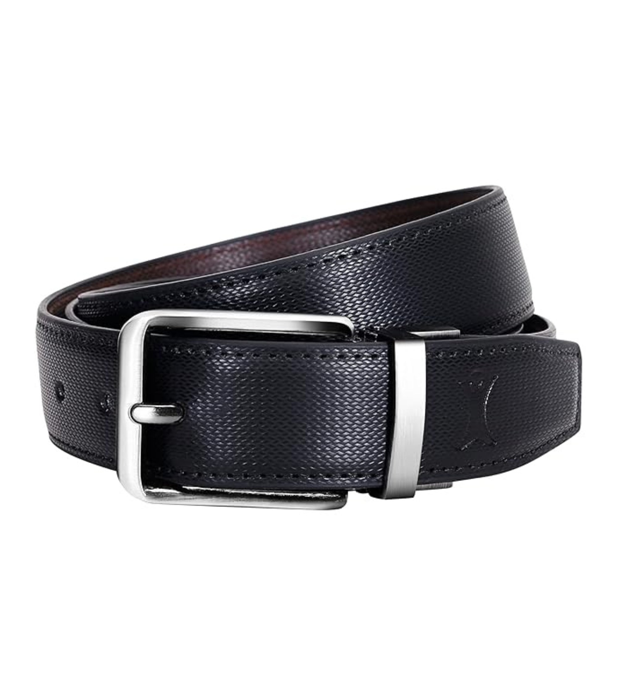 Premsons® Genuine Leather Black & Brown Reversible Belt for Men – Stylish Formal & Casual Wear with Premium Metal Buckle – Size 42