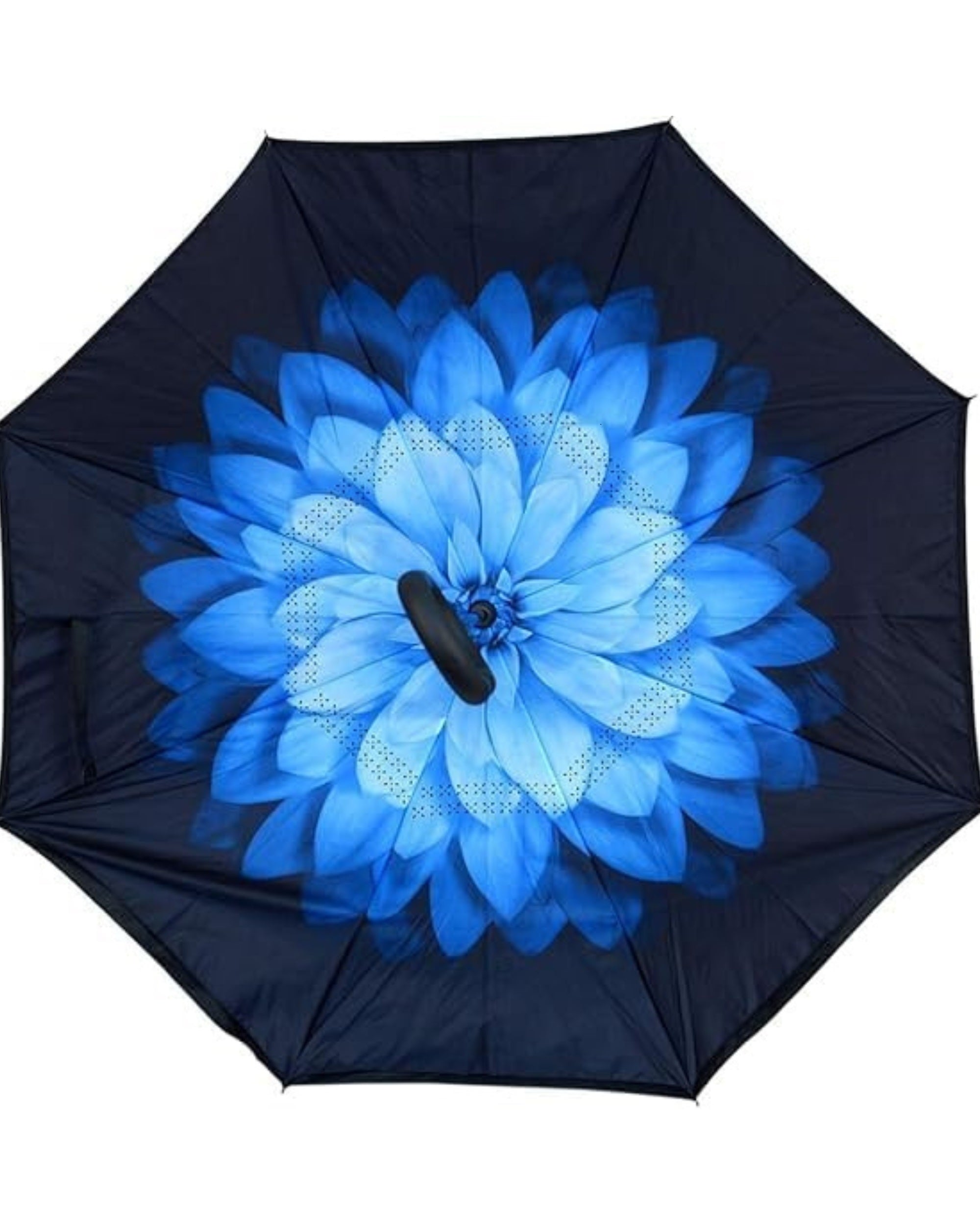 Upside Down® Inverted Umbrella with Flower Print – Windproof Double Layer Rain Protection with Hands-Free C-Shaped Handle | Reverse Closing Umbrella for Car, Travel & Daily Use