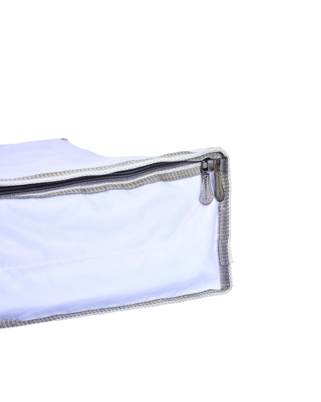 Premsons® Double-Layer Saree Cover with Zip | Durable & Foldable Storage Organizer for Wardrobe | Protects from Dust & Moisture | Pack of 2 | White and Grey