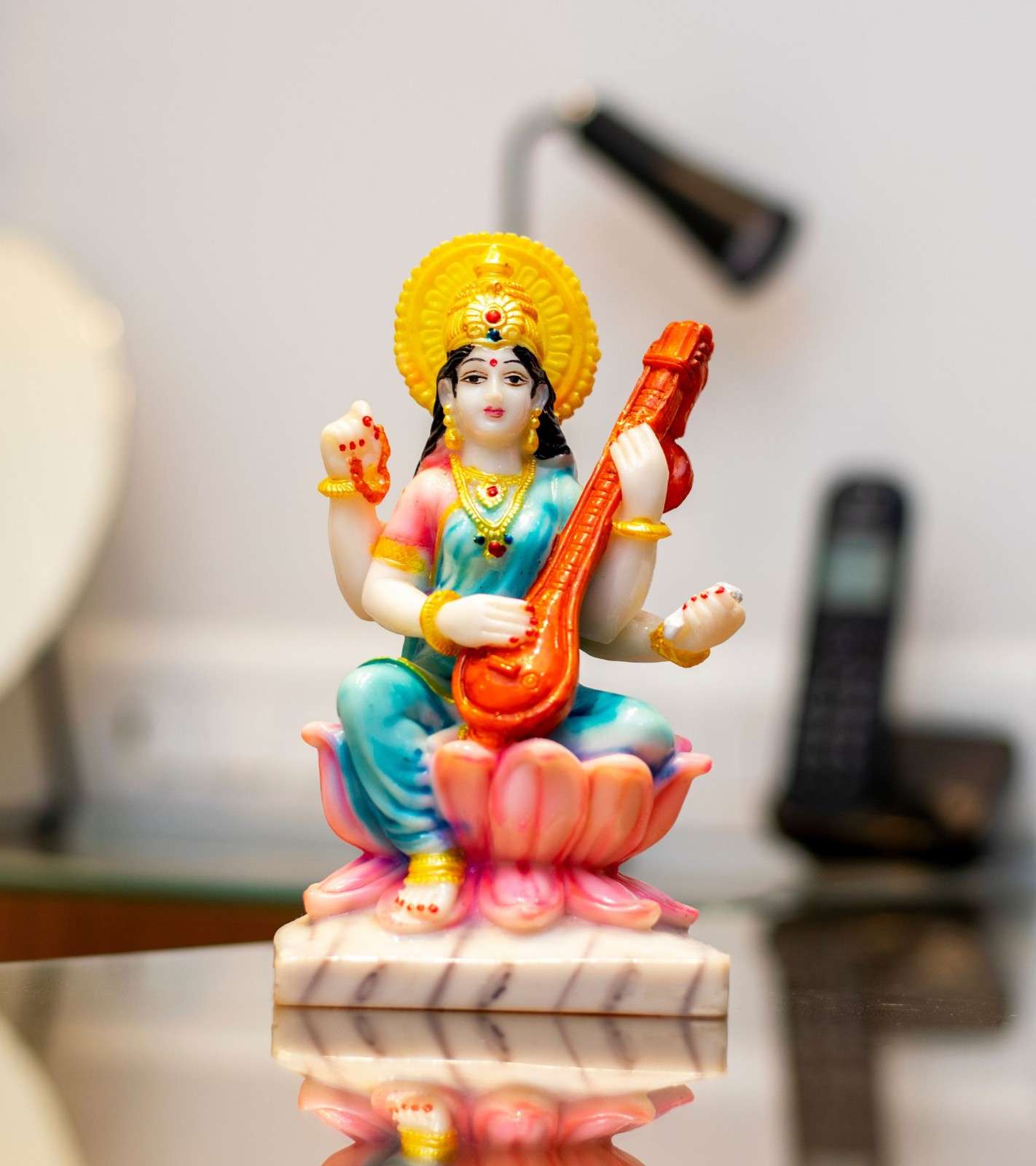 Premsons® Saraswati Idol– Colorful Hand-Painted Idol for Knowledge & Wisdom