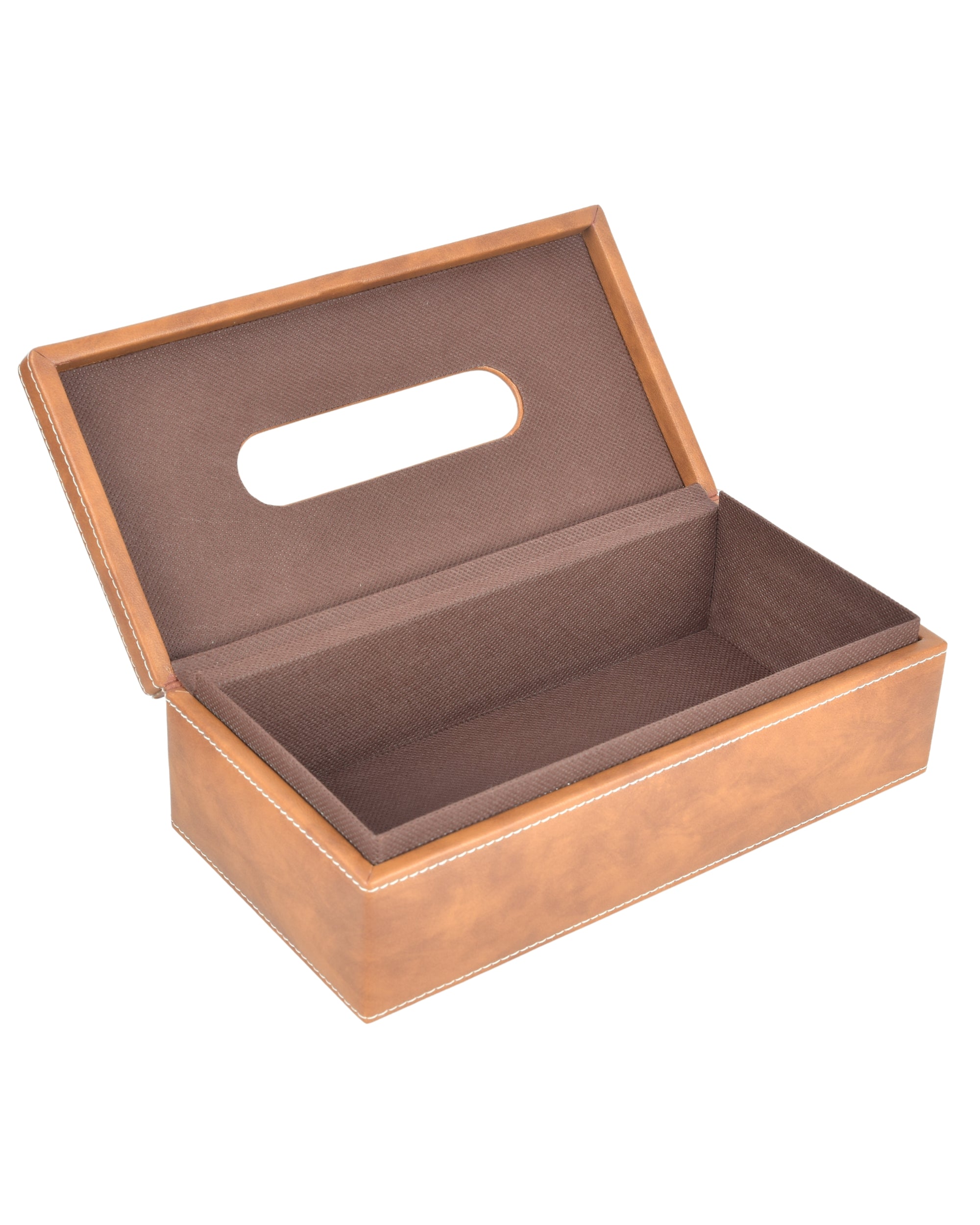 Premsons® Classic Rectangular Tissue Holder – Elegant Leatherette Tissue Box for Home, Office & Car – Stylish, Durable & Functional Tissue Dispenser for Everyday Use(Brown)