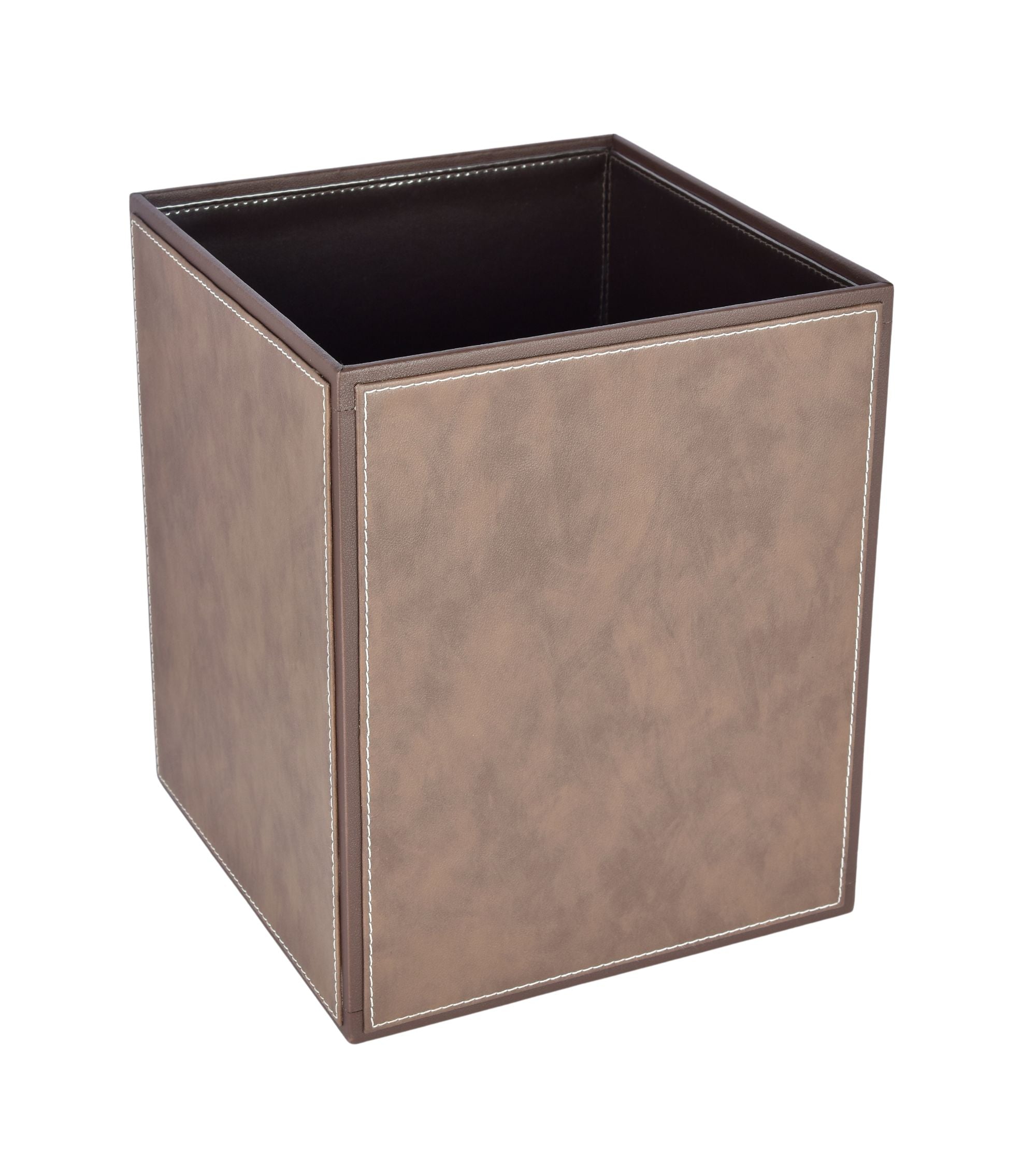 Premsons® Faux Leather Dustbin - Stylish & Durable Waste Bin for Home, Office, & Bedroom - Two Tone Square - Brown + Dark Brown - 5 Litres