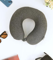 Cushy® Travel Neck Pillow with 360-Degree Head Support - Memory Foam Luxury Soft Pillow for Sleeping Rest - Home Travel Airplane Car - Plain,Black & White