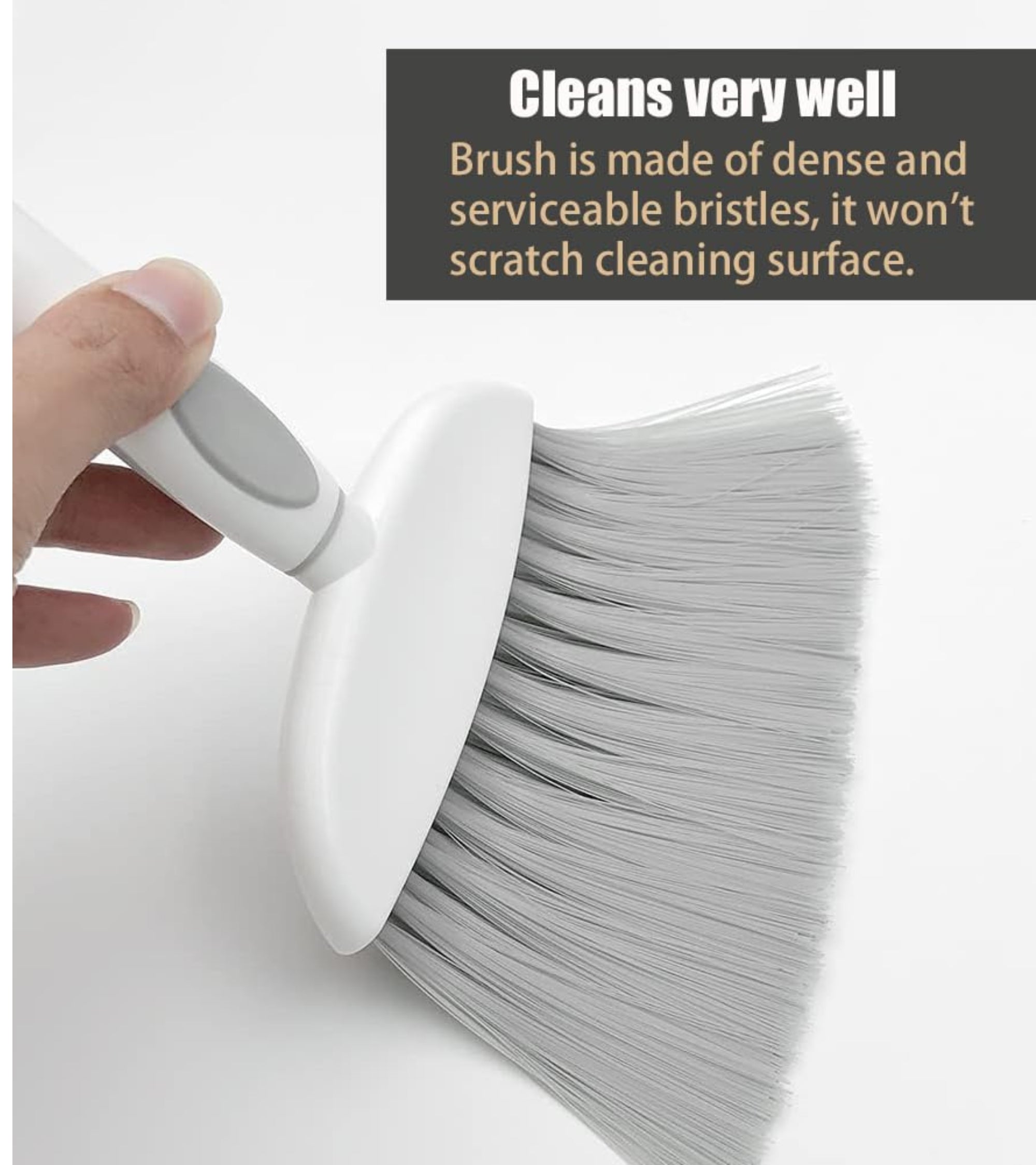 Premsons® Dustpan and Brush Set – Compact Cleaning Tool with Soft Bristles for Home, Kitchen & Office Use (White & Grey)